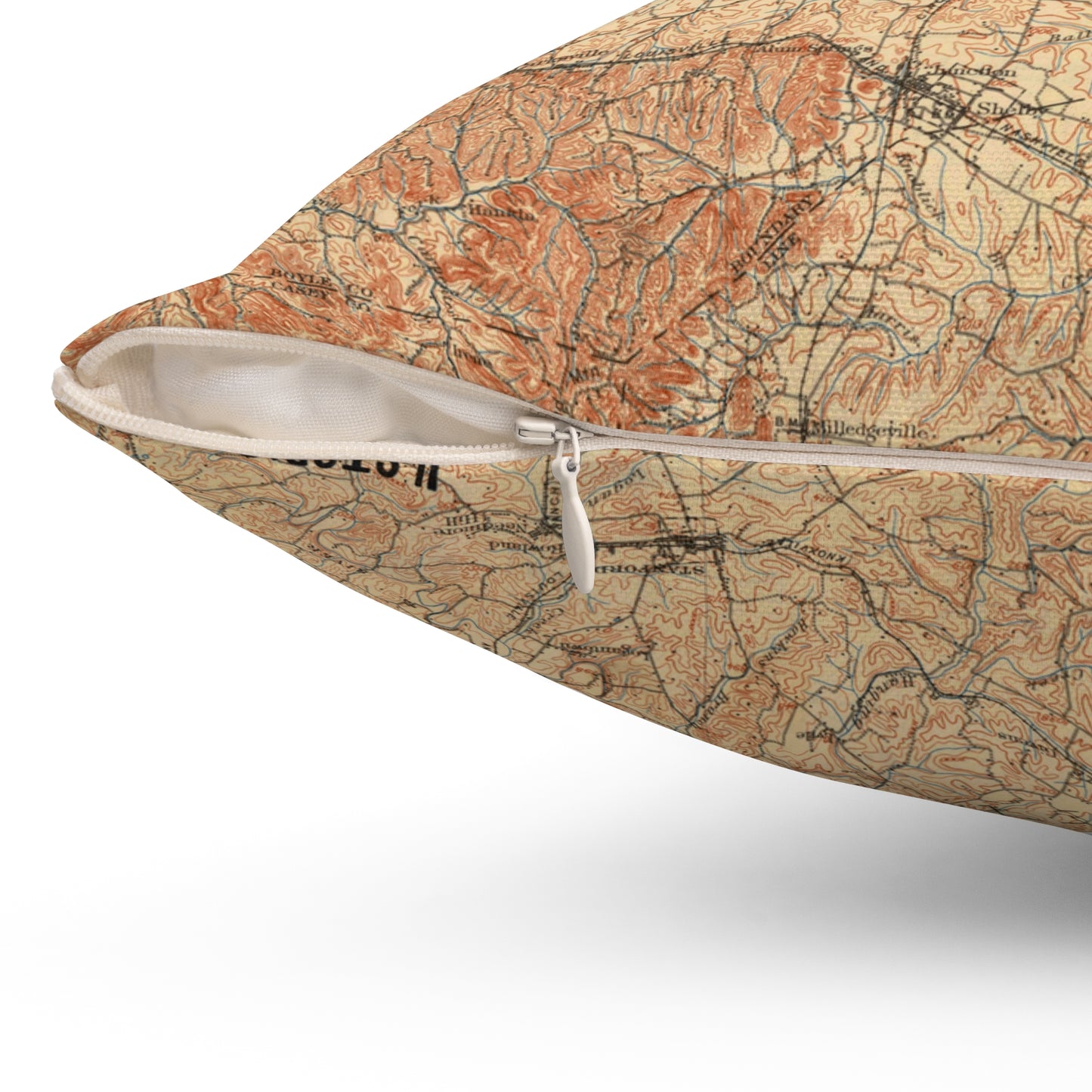 Herrington Lake 1909 Topography Spun Polyester Square Accent Pillow