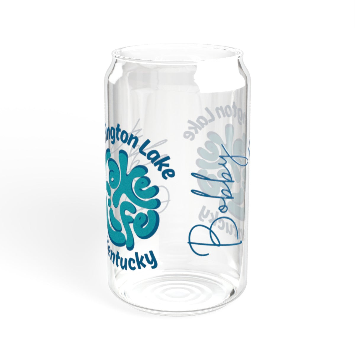 Customized Name Herrington "Lake Life" 2024 16Oz Glass Can Sipper w/ Bamboo Lid and Tritan Straw