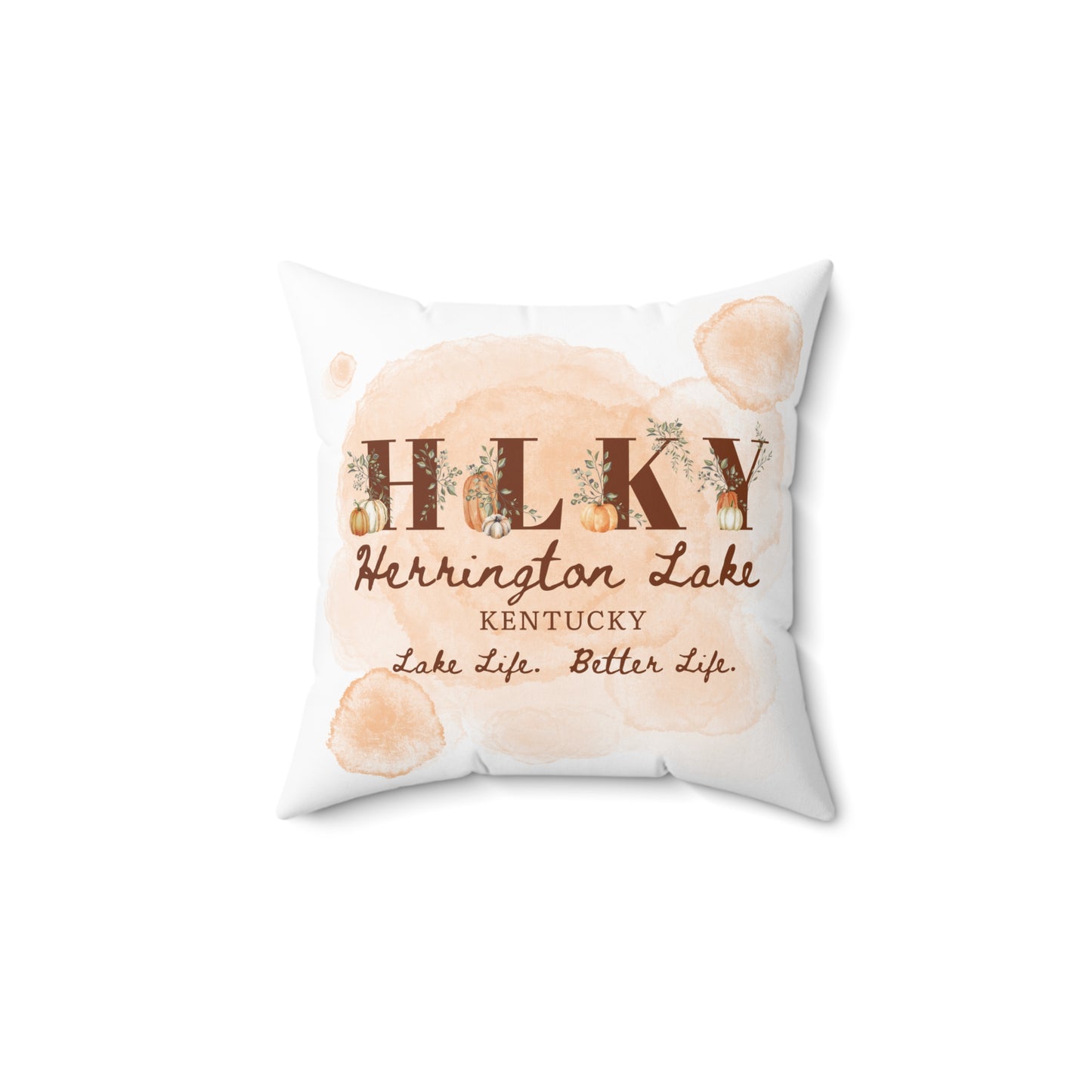 HLKY Collection Rustic Pumpkin Spun Polyester Square Accent Pillow (White)
