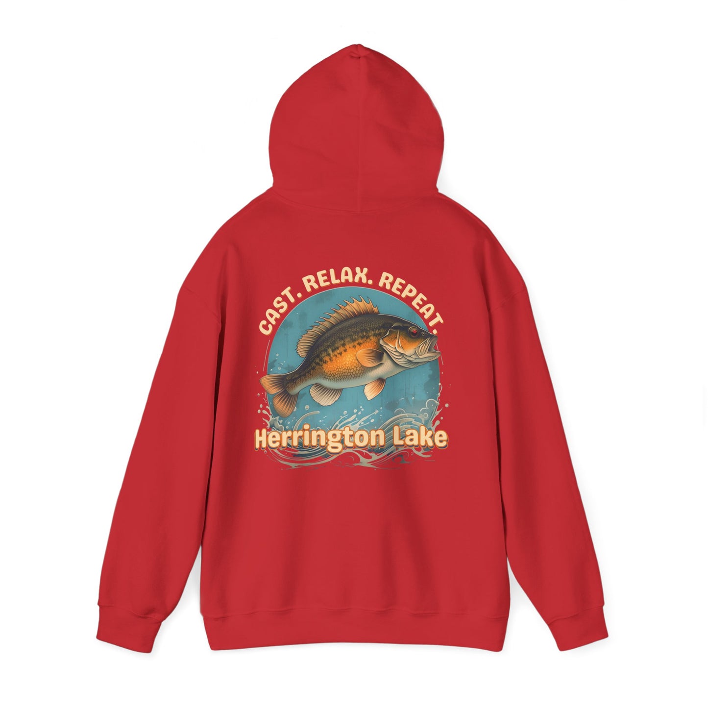 Cast. Relax. Repeat. Herrington Lake Double-Sided Unisex Heavy Blend™ Hooded Sweatshirt