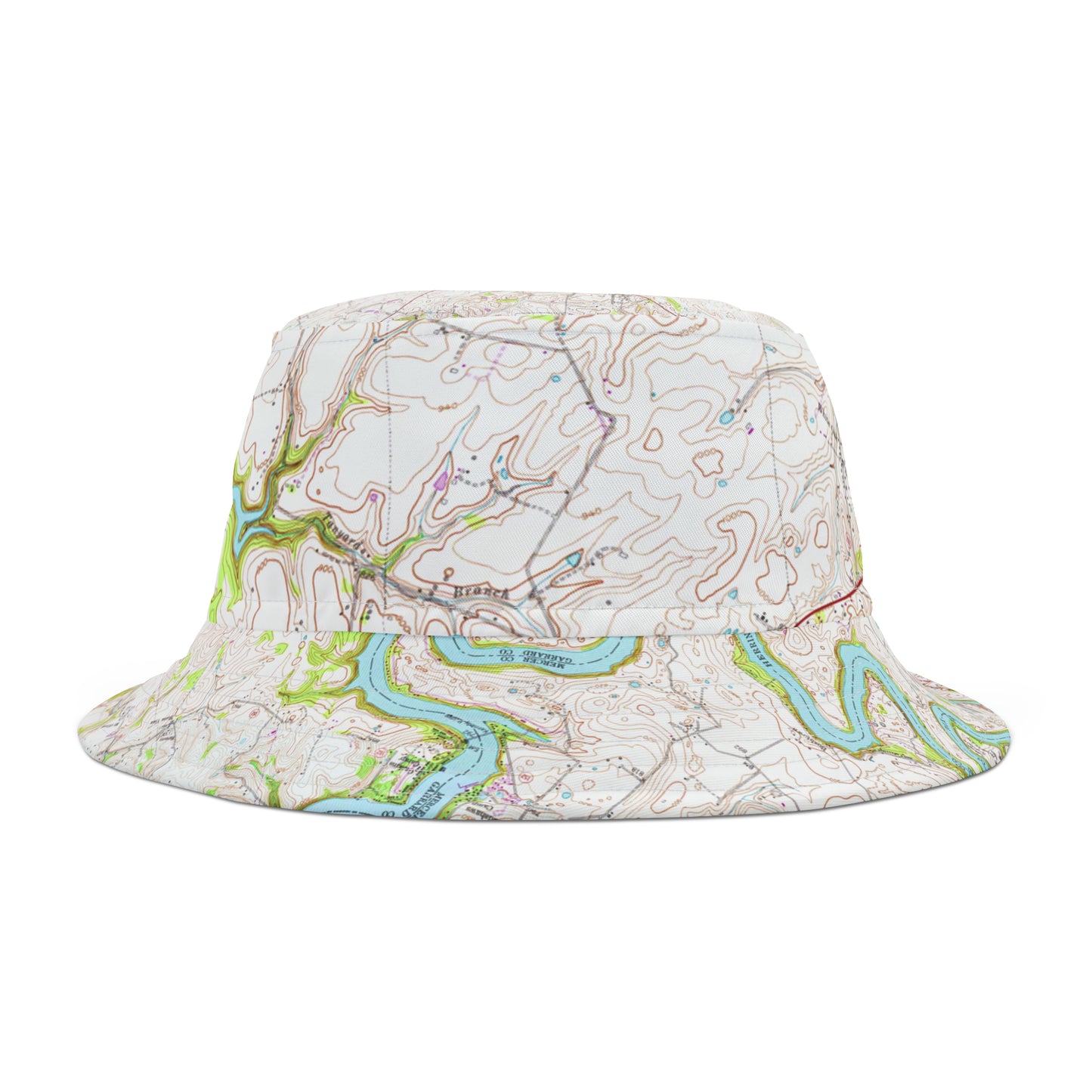 Herrington Lake Topography Map Bucket Hat, Natural Colors