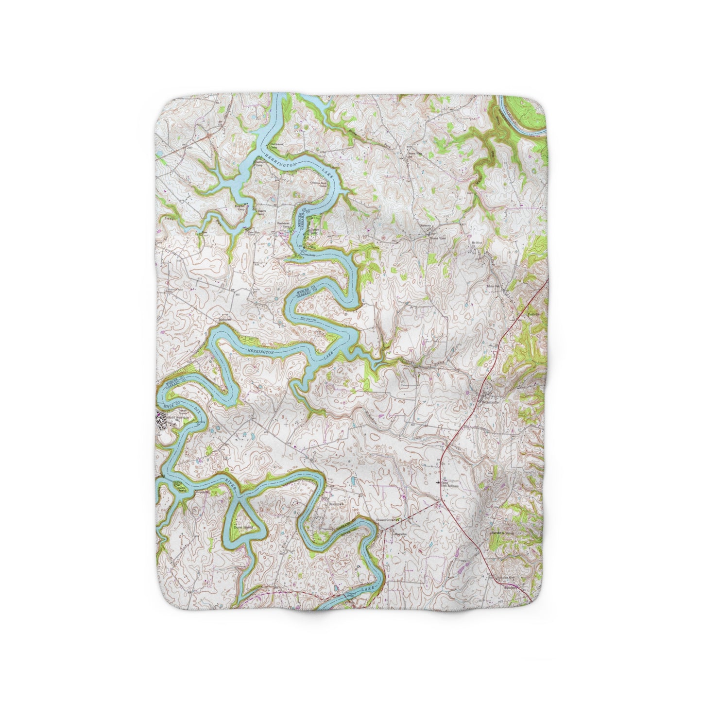 Herrington Lake 1952 USGS Topography Map Sherpa Fleece Blanket - Natural Colors