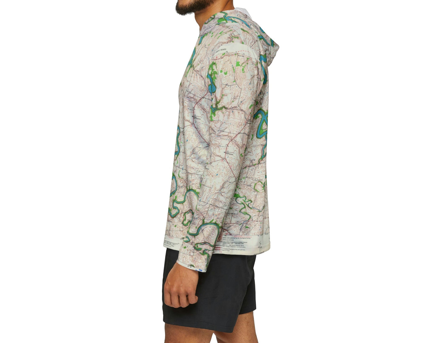 Herrington Lake USGS Topography Map Printed Men's Sports Warmup Hoodie