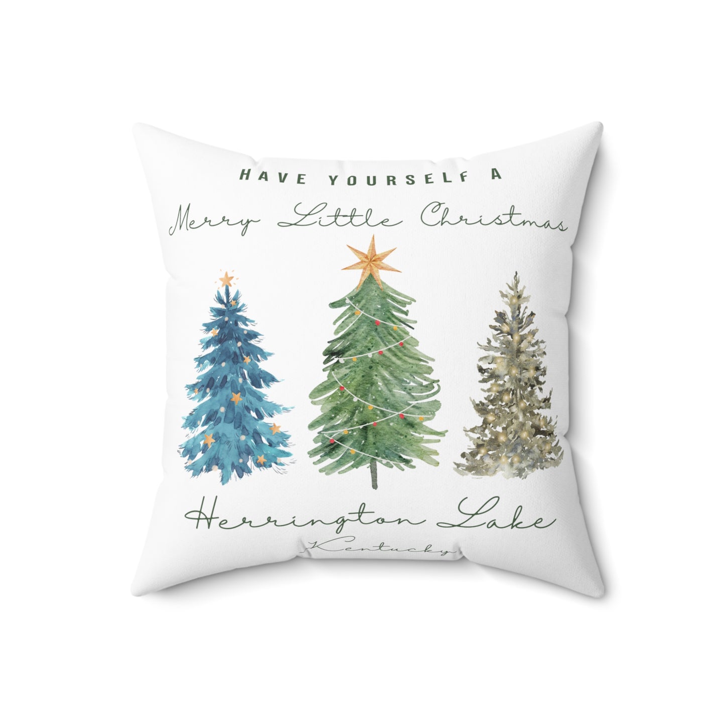 "Have Yourself A Merry Little Christmas”" Spun Polyester Square Accent Pillow (White)