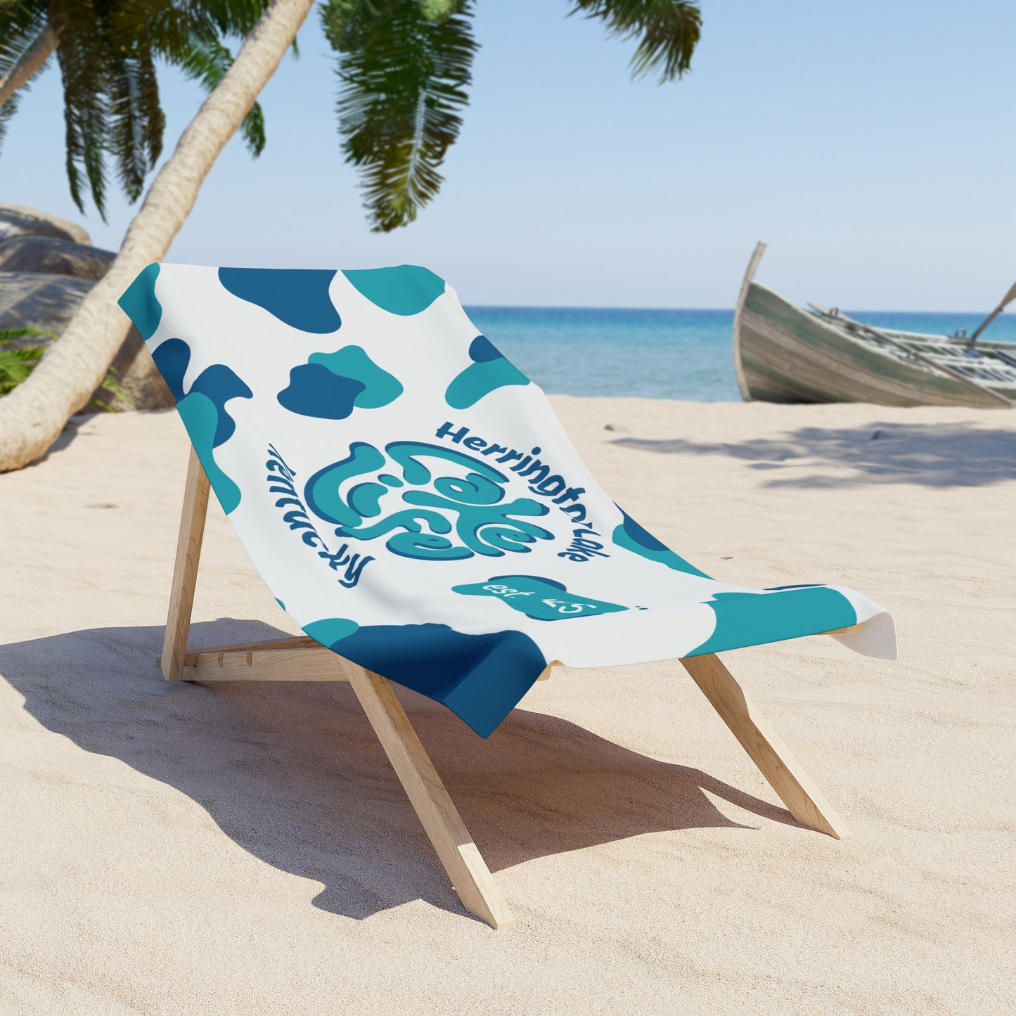 Herrington Lake Life Blob Beach Towel - Dark Blue