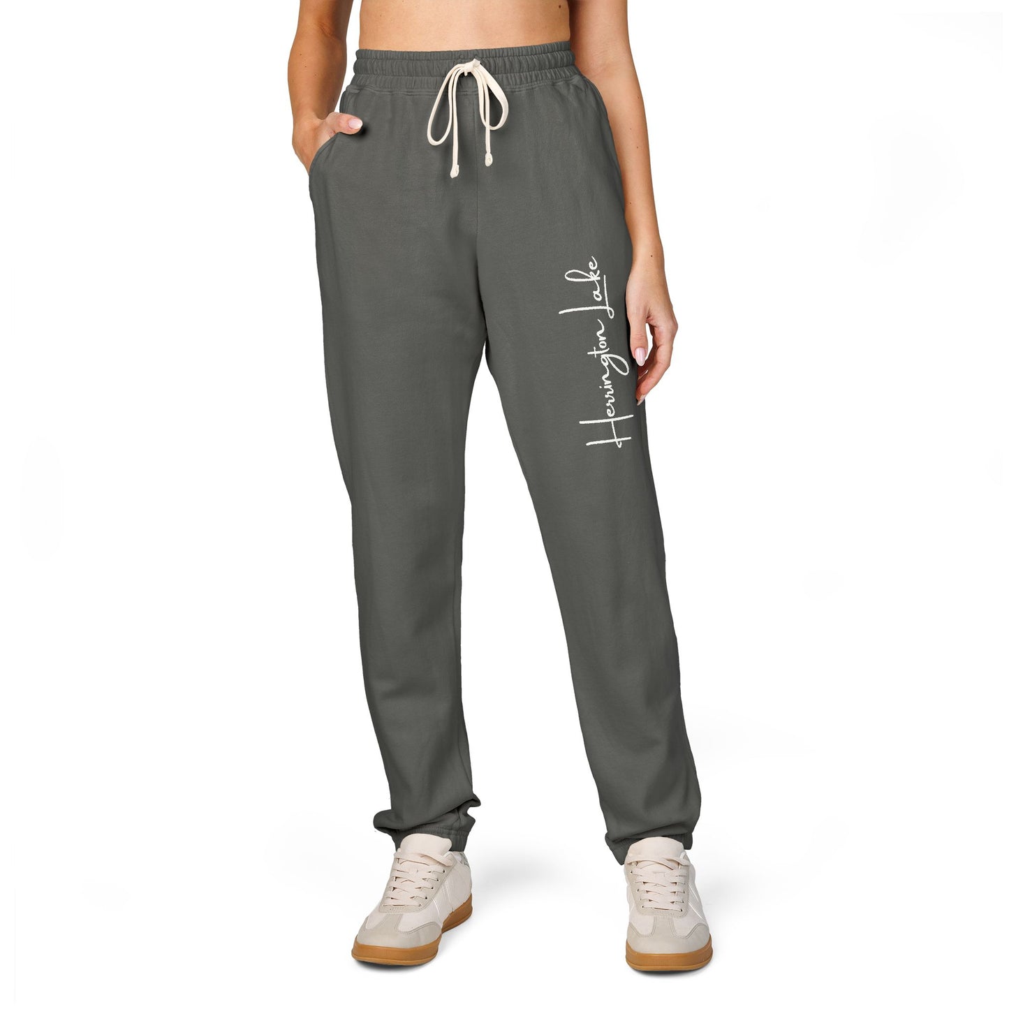 Herrington Lake Script Logo Unisex Garment-Dyed Fleece Sweatpants