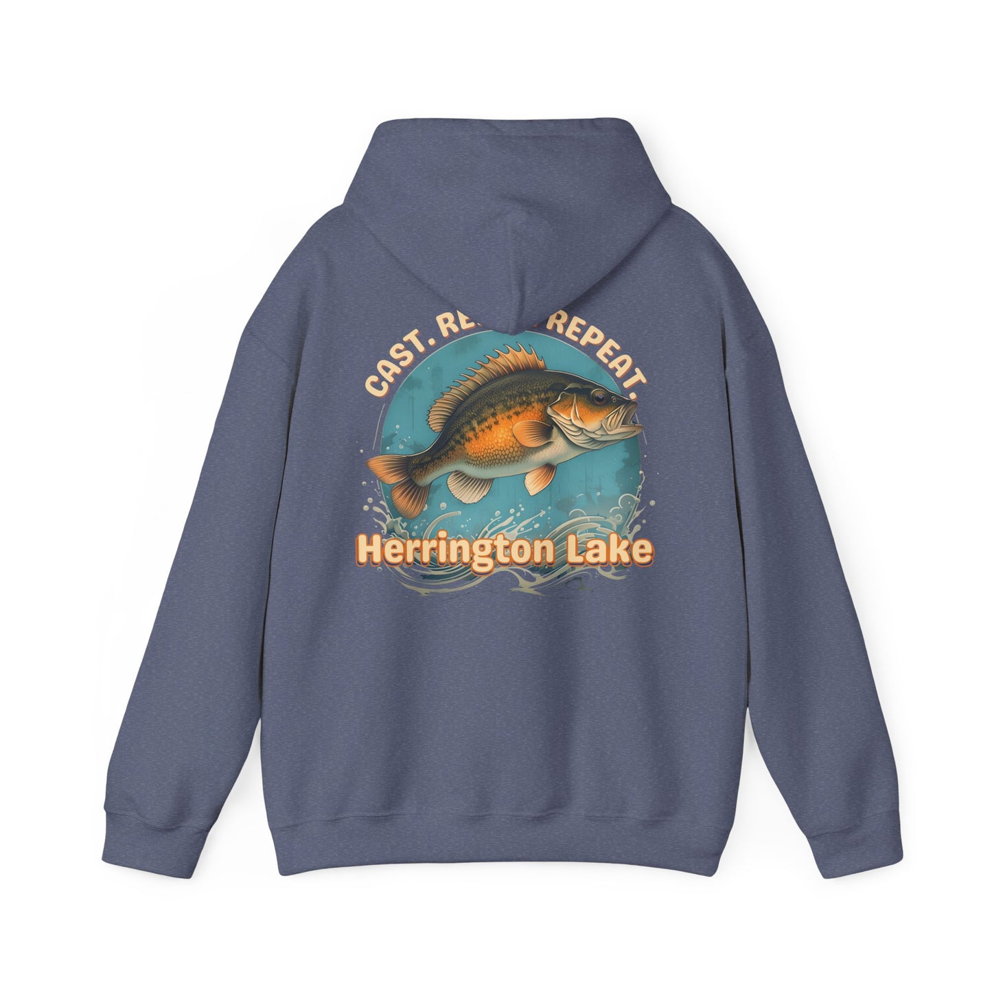 Cast. Relax. Repeat. Herrington Lake Double-Sided Unisex Heavy Blend™ Hooded Sweatshirt