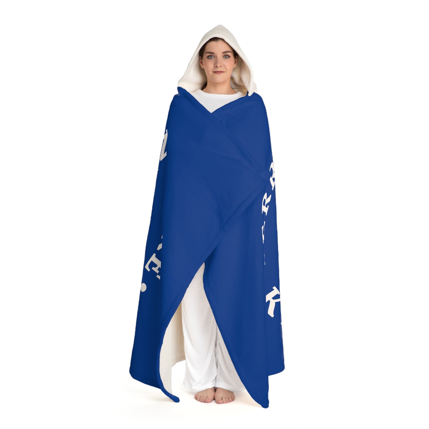 Herrington Lake White Anchor Hooded Sherpa Fleece Blanket