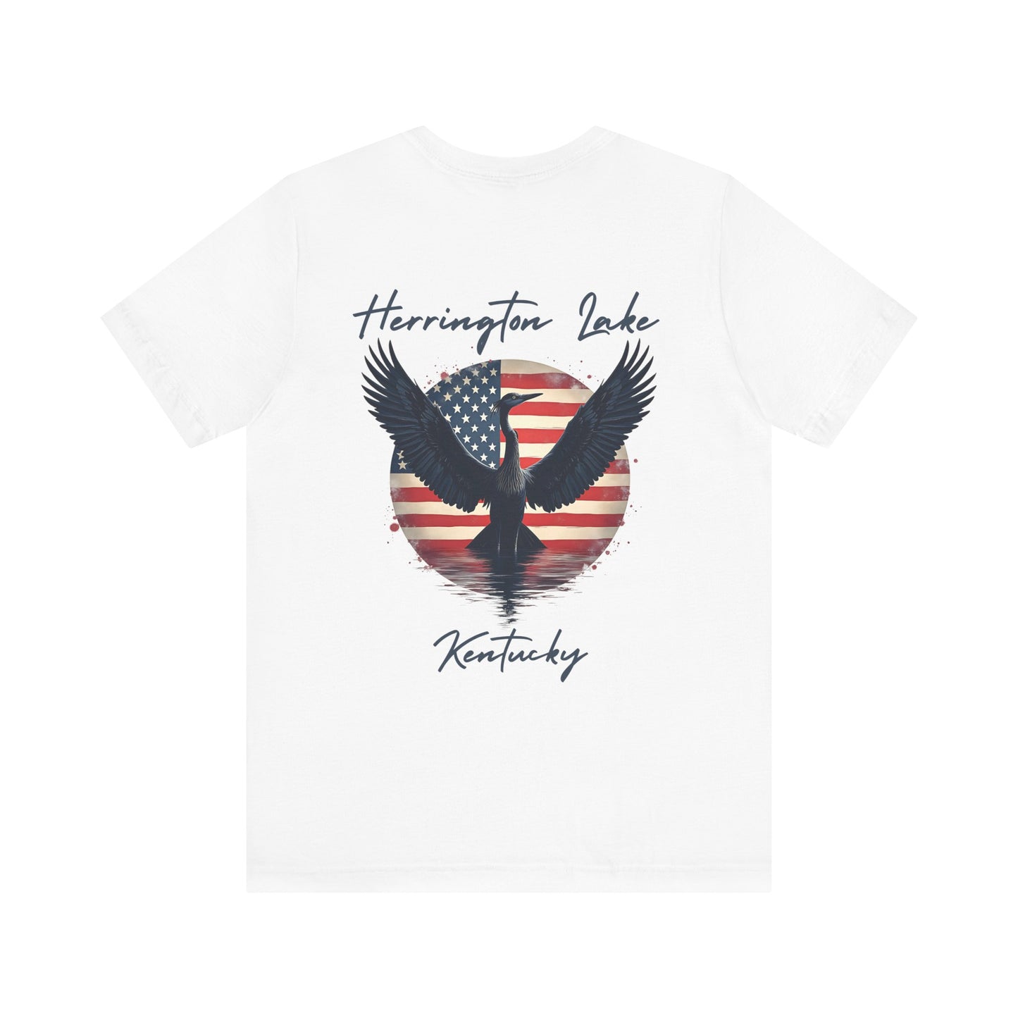 "Liberty Heron" Herrington Lake Patriots Collection Double-Sided Print Unisex Jersey Knit Cotton Short Sleeve Tee