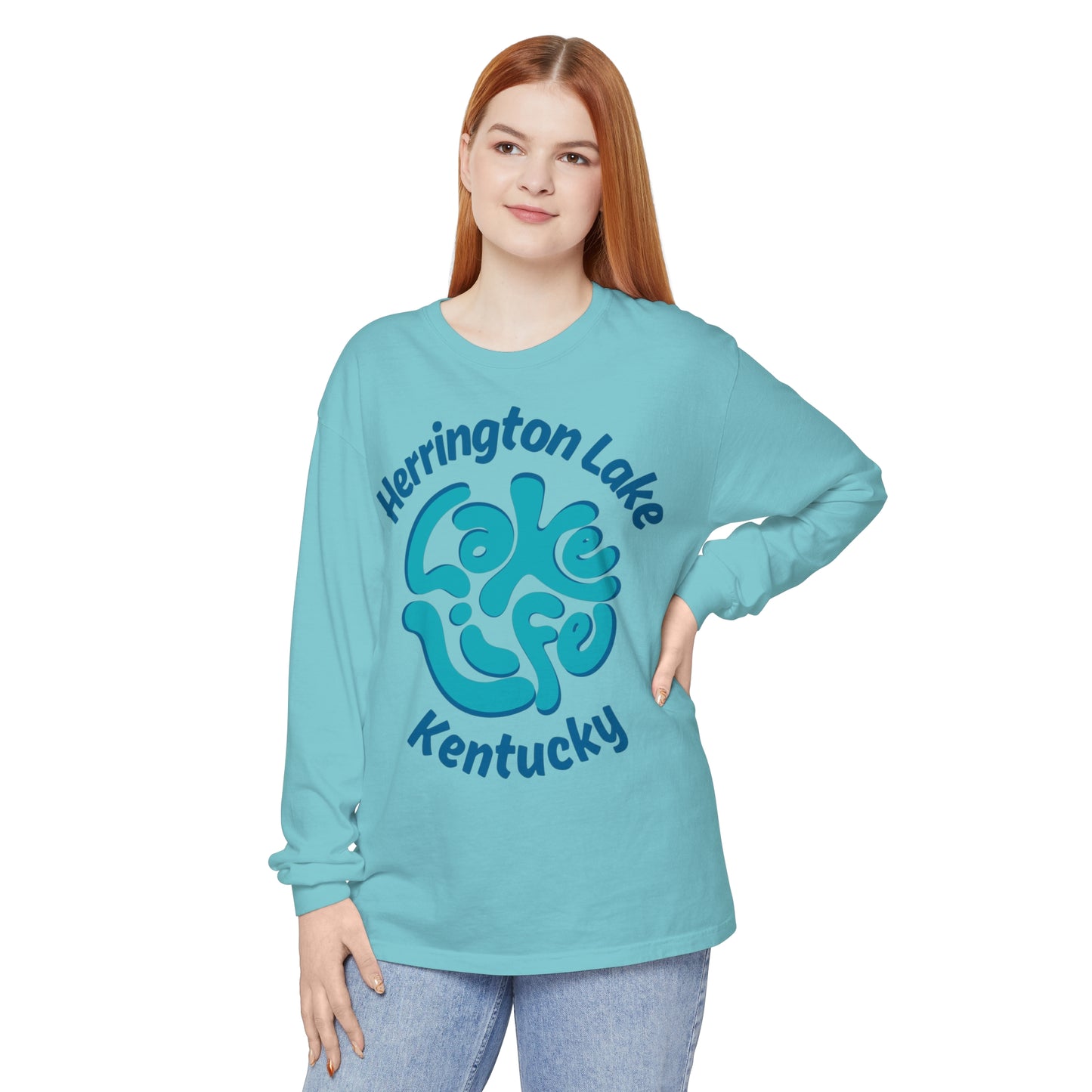 Herrington Lake Spring Pastels "Lake Life" Garment-Dyed Premium Comfort Colors™ Long Sleeve T-Shirt