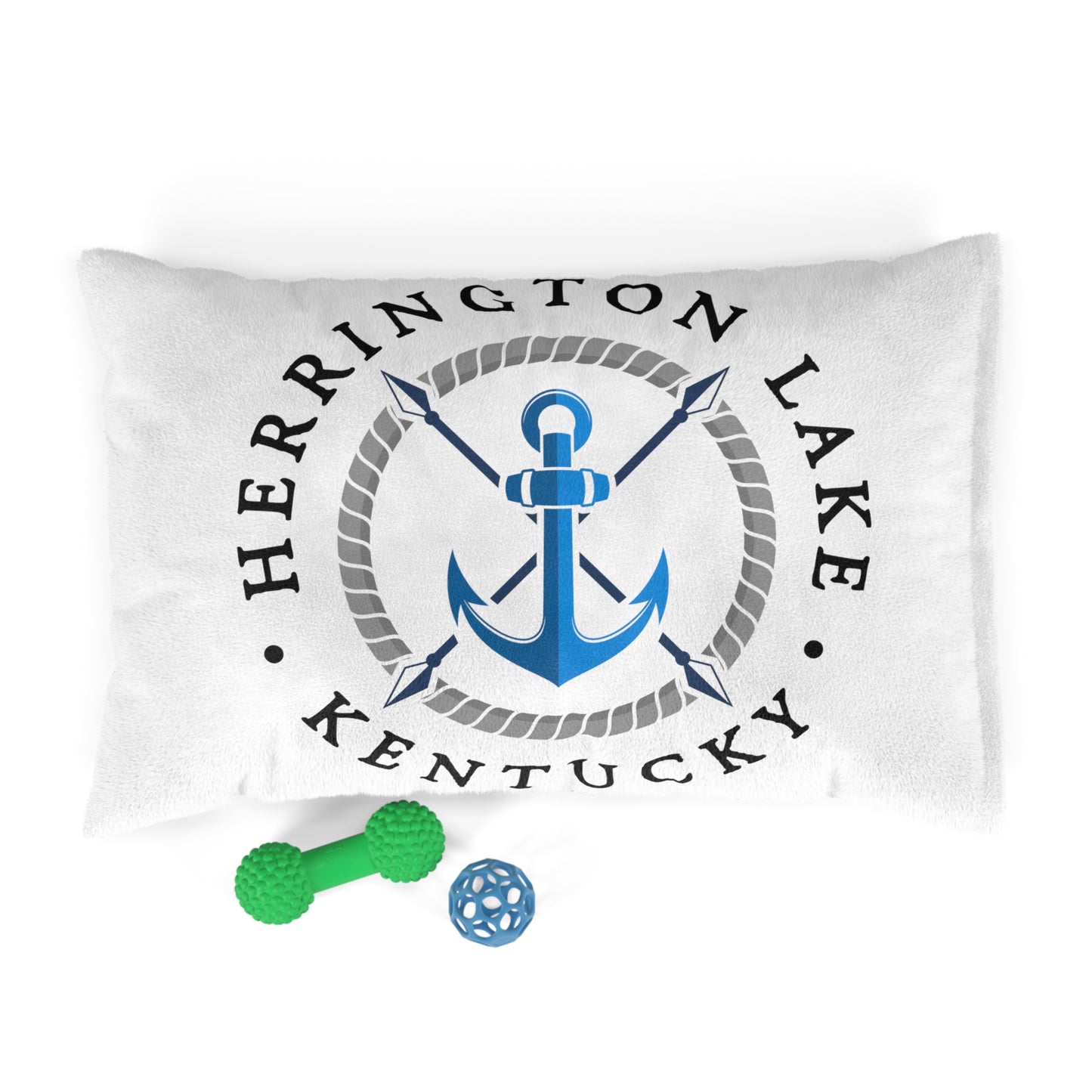 Herrington Lake Blue Anchor Pet Bed, White