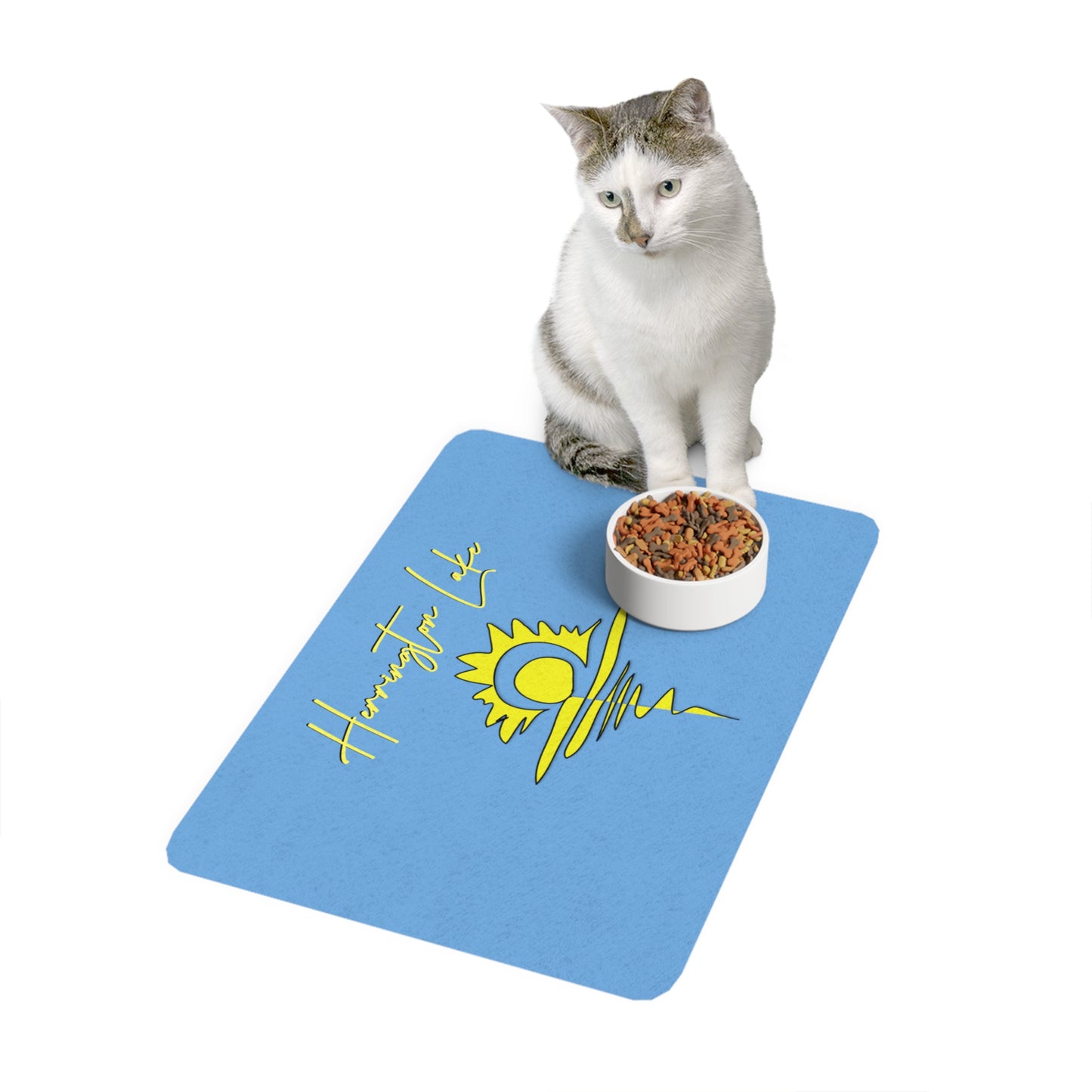 Herrington Lake Sunny Day Pet Food Mat, Light Blue