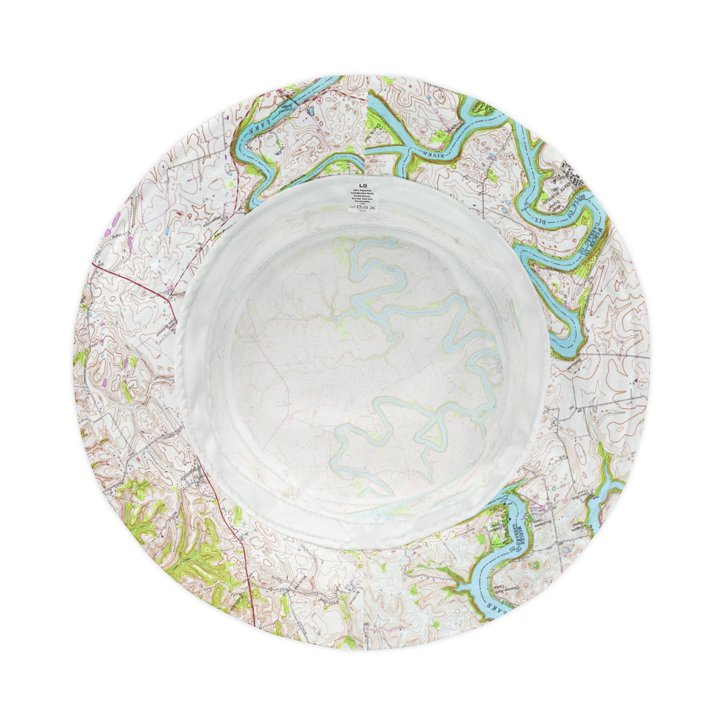 Herrington Lake Topography Map Bucket Hat, Natural Colors
