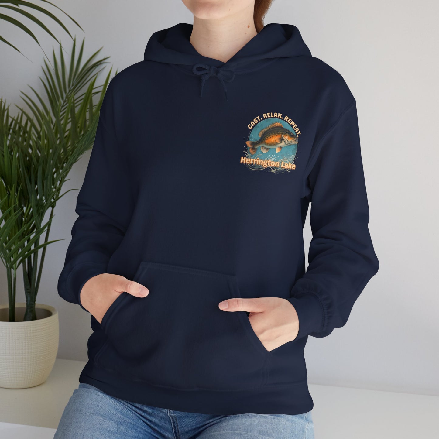 Cast. Relax. Repeat. Herrington Lake Double-Sided Unisex Heavy Blend™ Hooded Sweatshirt