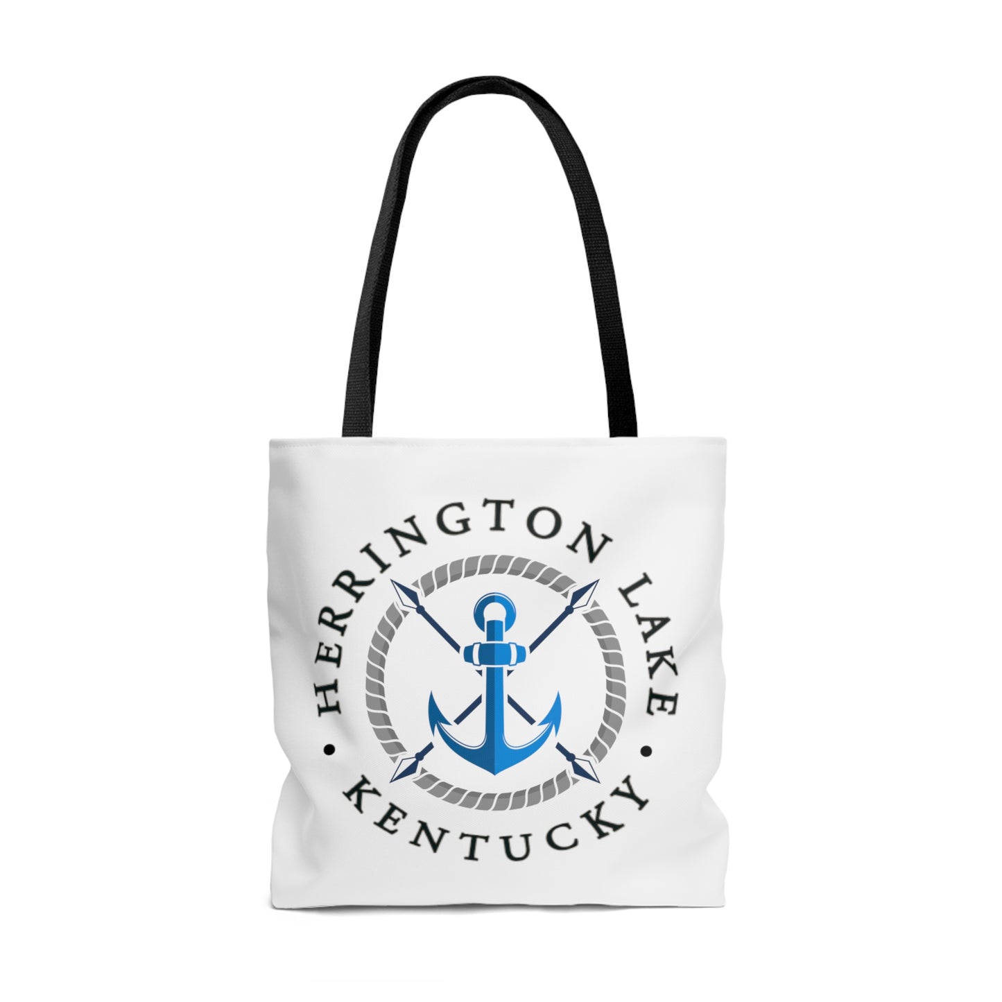 Herrington Lake Blue Anchor Tote Bag in White