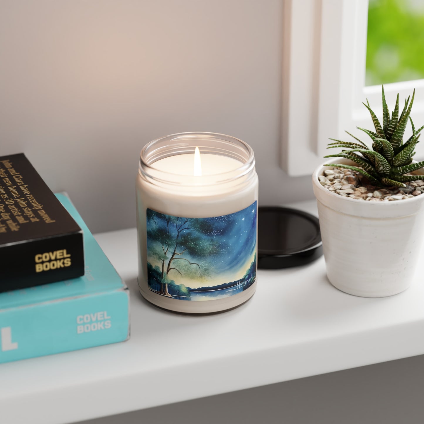 "Summer Evening-1" Watercolor Scented Soy Candle, 9oz