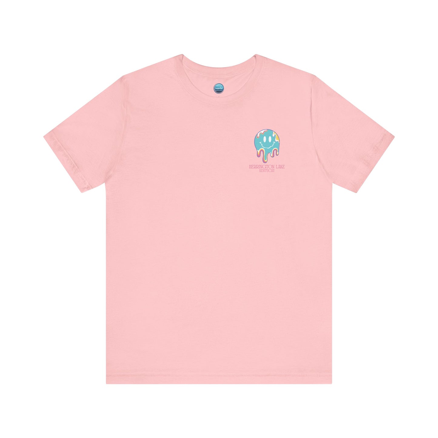 "Happiness Is A Day At The Lake" Double-Sided Print Unisex Jersey Knit Cotton Short Sleeve Tee