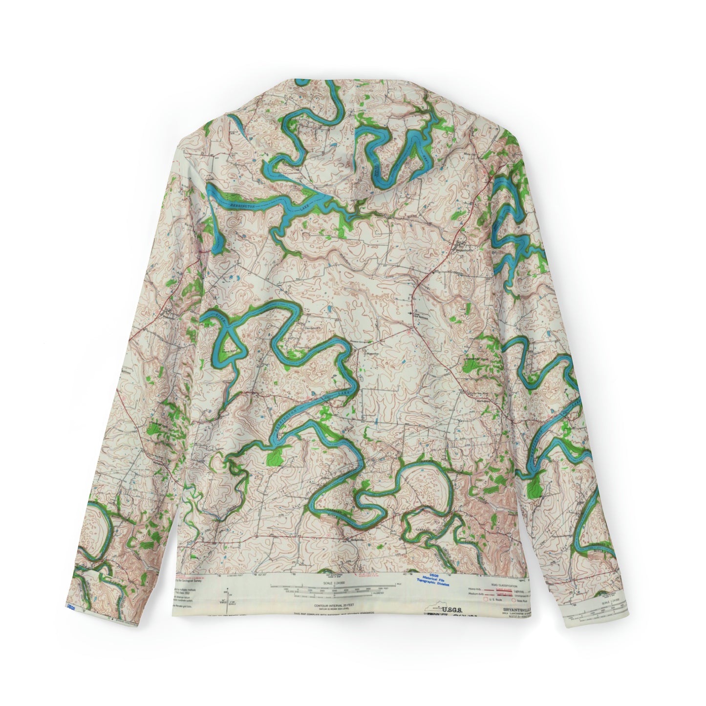 Herrington Lake USGS Topography Map Printed Men's Sports Warmup Hoodie