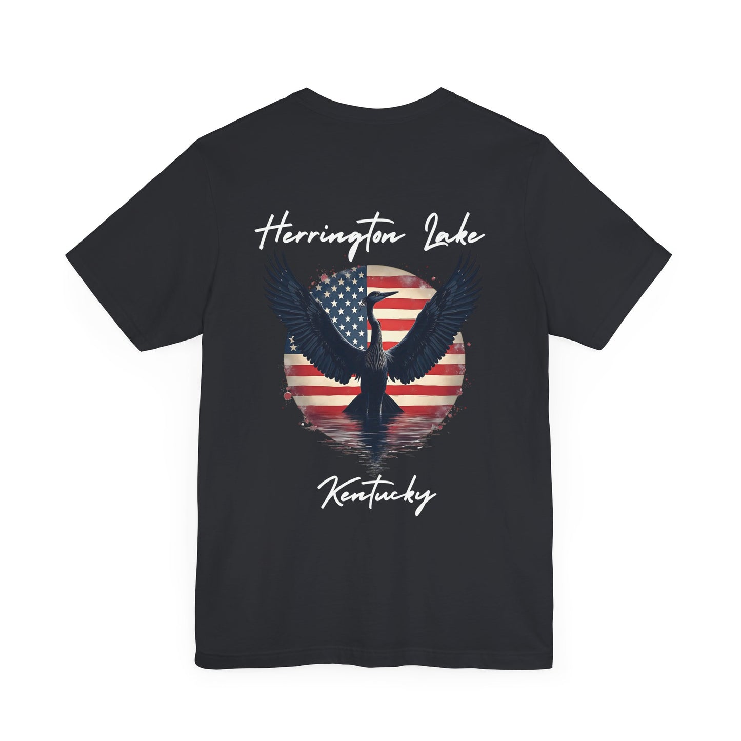 "Liberty Heron" Herrington Lake Patriots Collection Double-Sided Print Unisex Jersey Knit Cotton Short Sleeve Tee