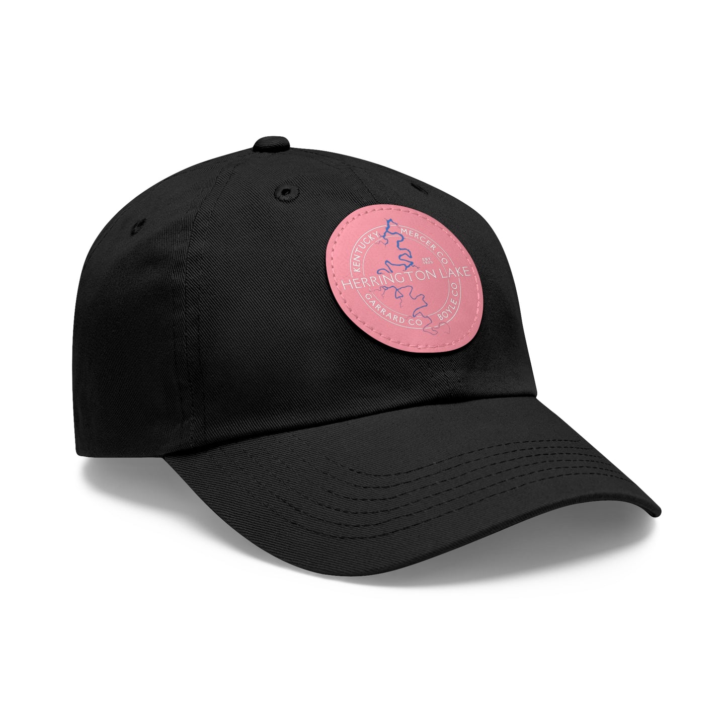 The "Classic" Herrington Lake and County Dad Hat with Leather Patch (Round)