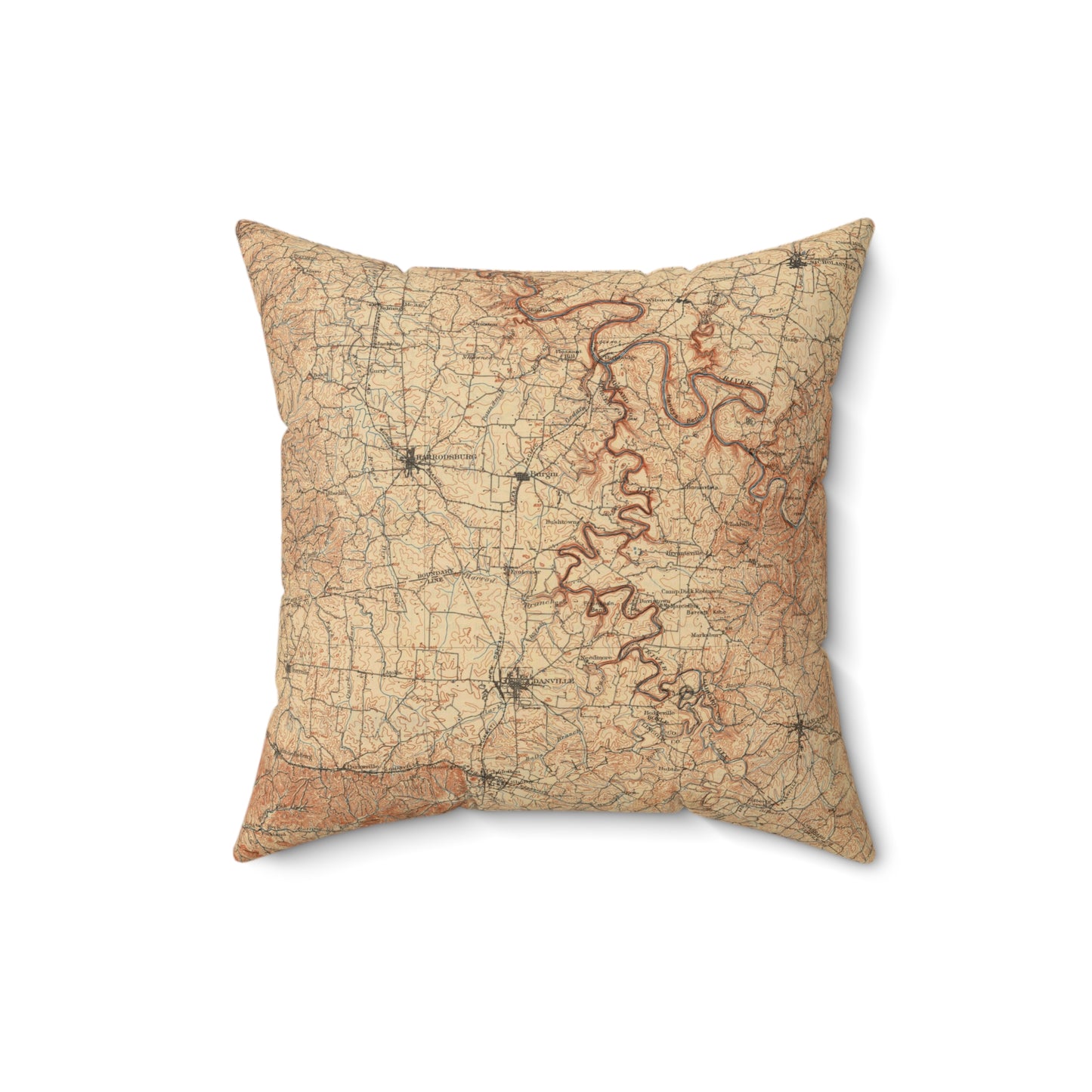 Herrington Lake 1909 Topography Spun Polyester Square Accent Pillow