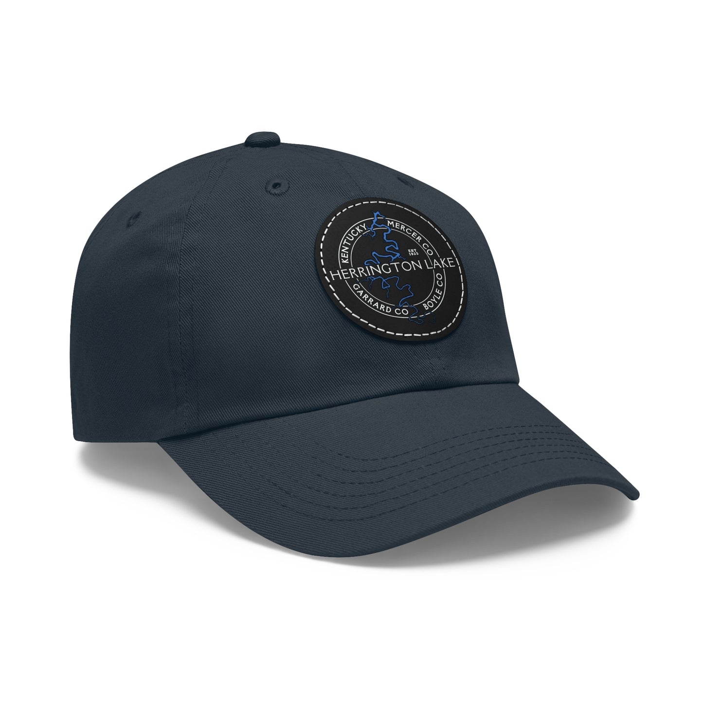 The "Classic" Herrington Lake and County Dad Hat with Leather Patch (Round)