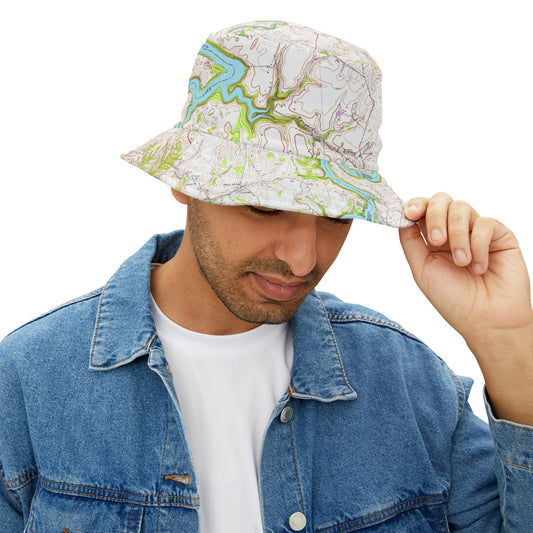 Herrington Lake Topography Map Bucket Hat, Natural Colors