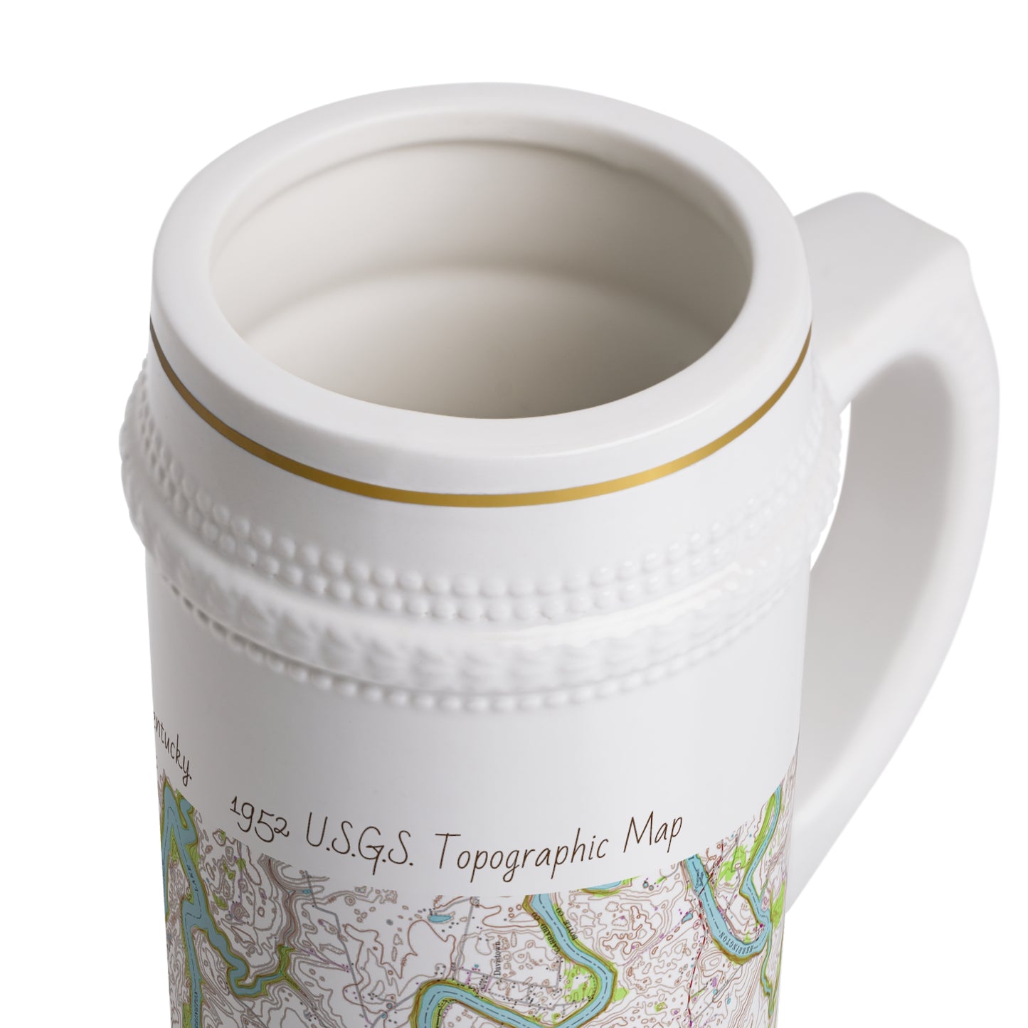 Herrington Lake 1952 USGS Topographic Map Collectible Ceramic Beer Stein Mug, Natural Colors