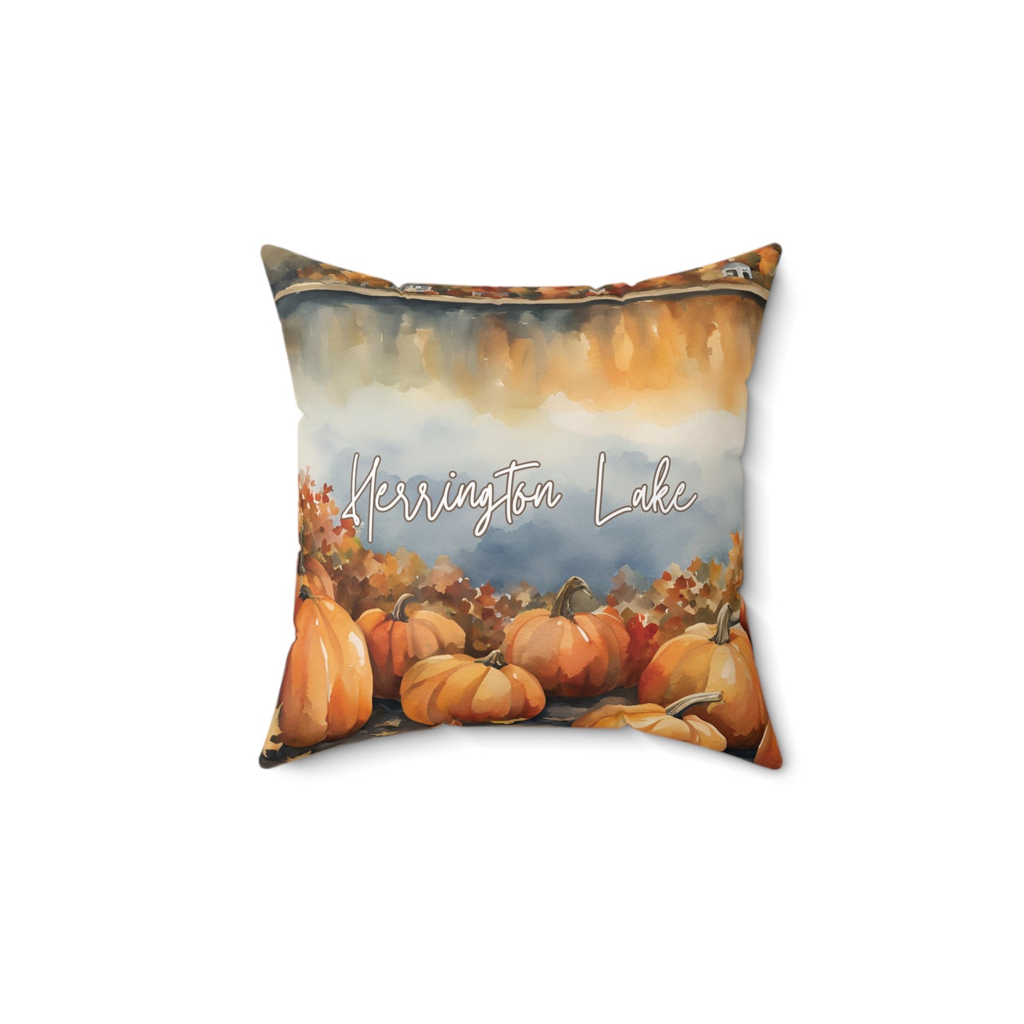 Herrington Lake Pumpkin Patch Faux Suede Square Pillow