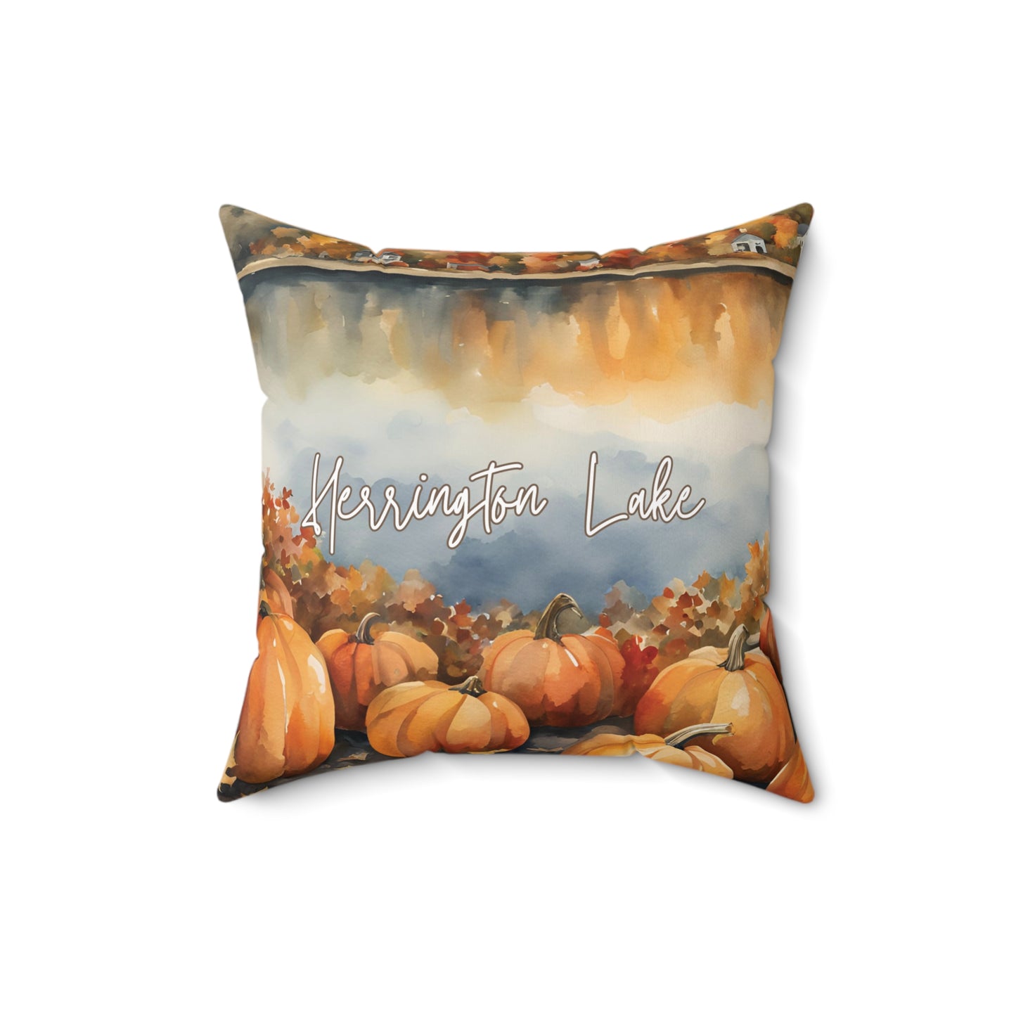 Herrington Lake Pumpkin Patch Faux Suede Square Pillow