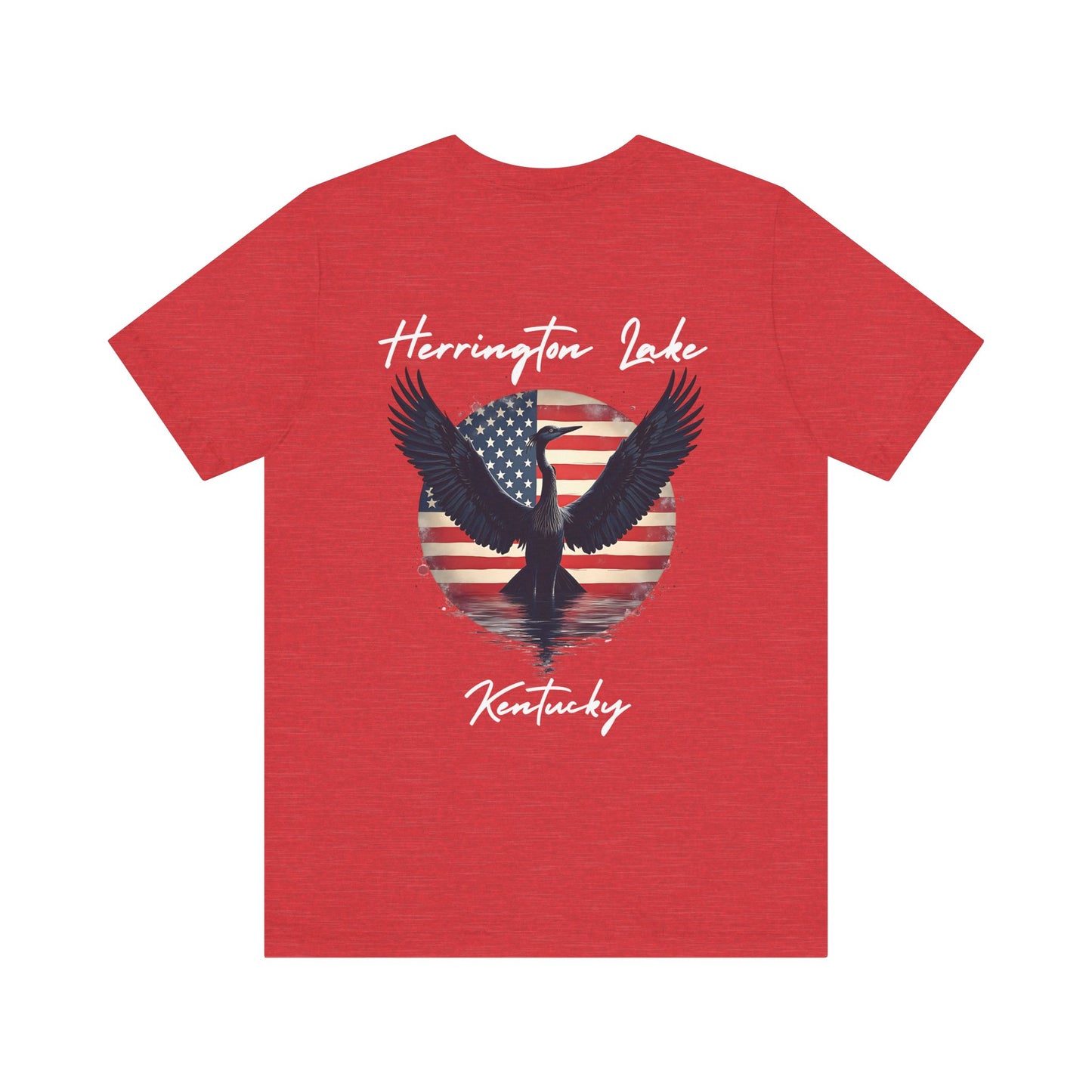 "Liberty Heron" Herrington Lake Patriots Collection Double-Sided Print Unisex Jersey Knit Cotton Short Sleeve Tee