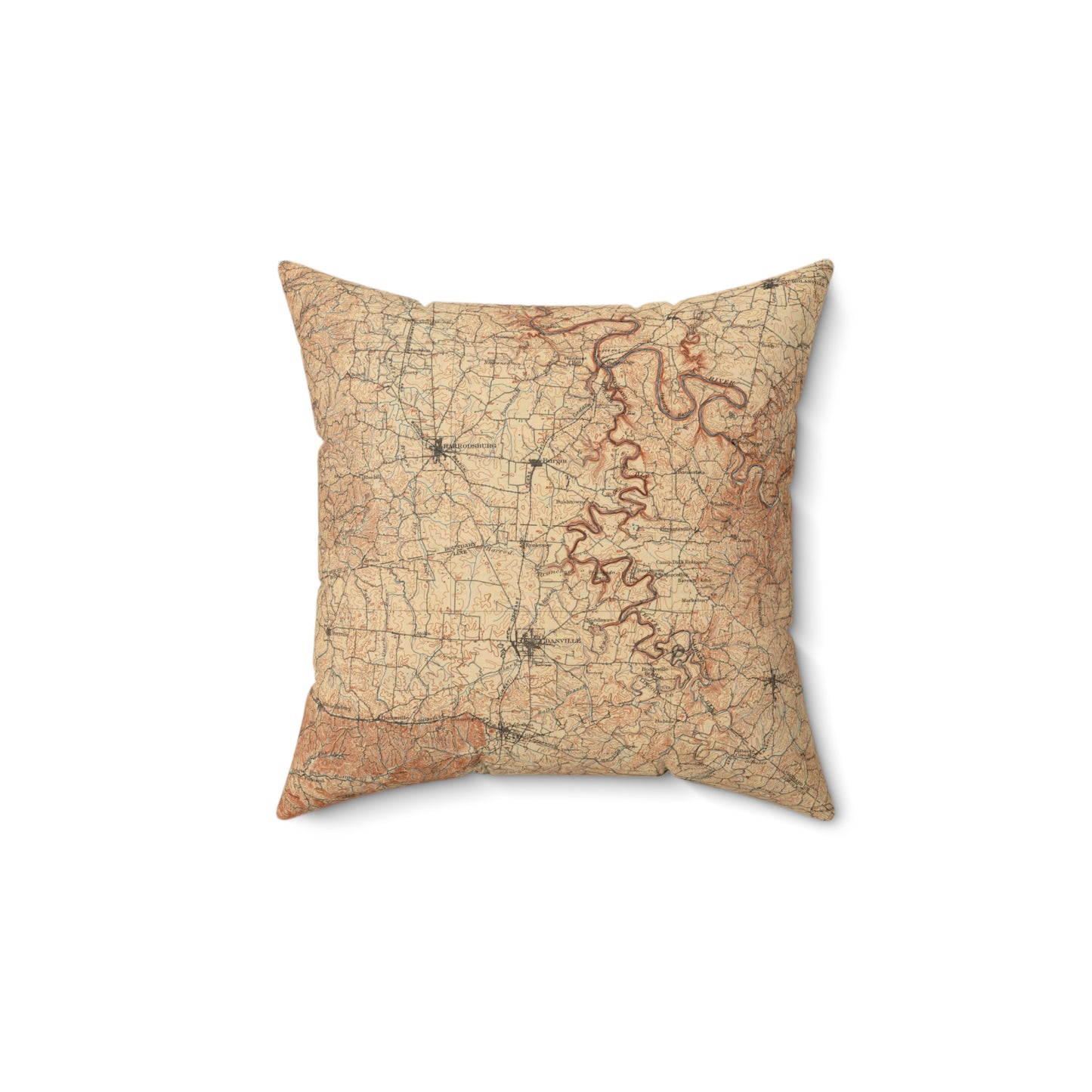 Herrington Lake 1909 Topography Spun Polyester Square Accent Pillow