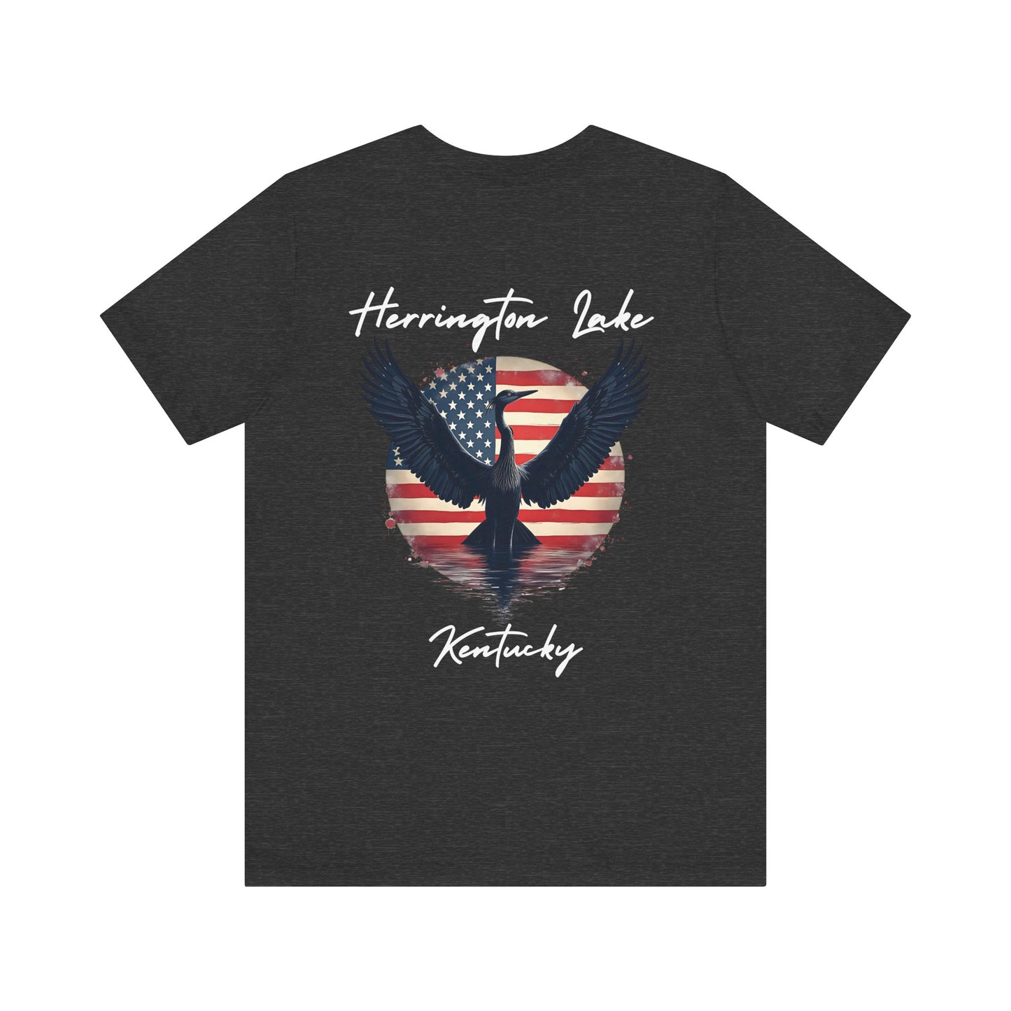 "Liberty Heron" Herrington Lake Patriots Collection Double-Sided Print Unisex Jersey Knit Cotton Short Sleeve Tee