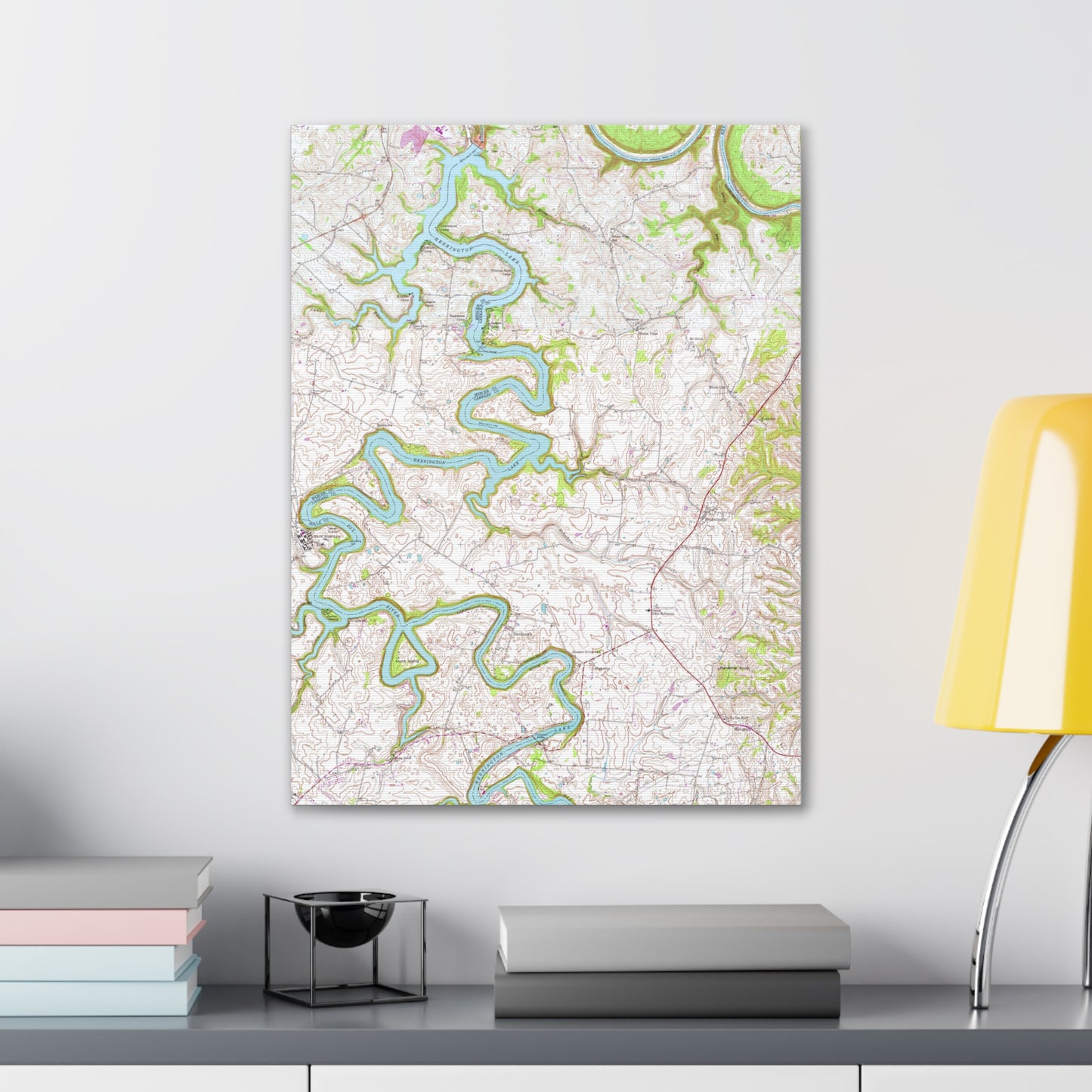 Herrington Lake Topographic Map USGS 1952 Bryantsville/Wilmore Quads Blended Canvas Gallery Wraps - Original Colors