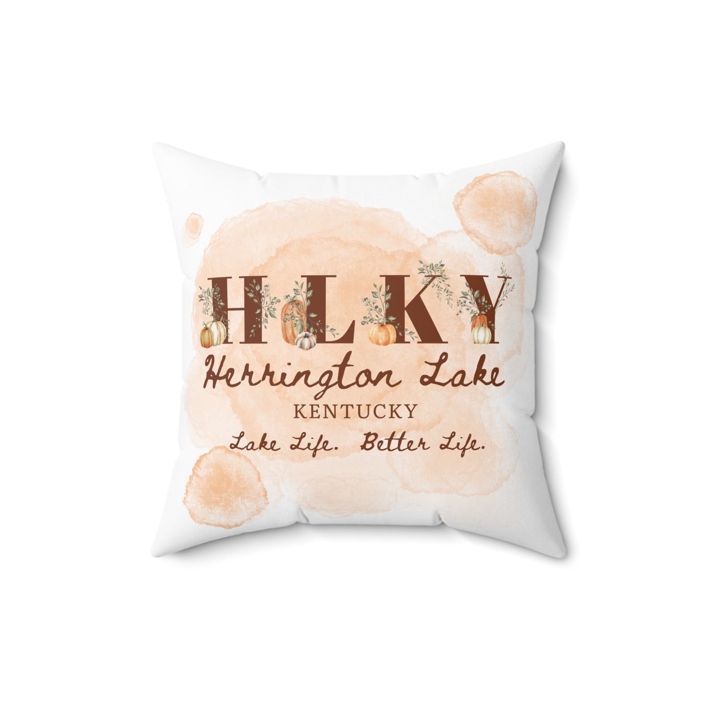 HLKY Collection Rustic Pumpkin Spun Polyester Square Accent Pillow (White)