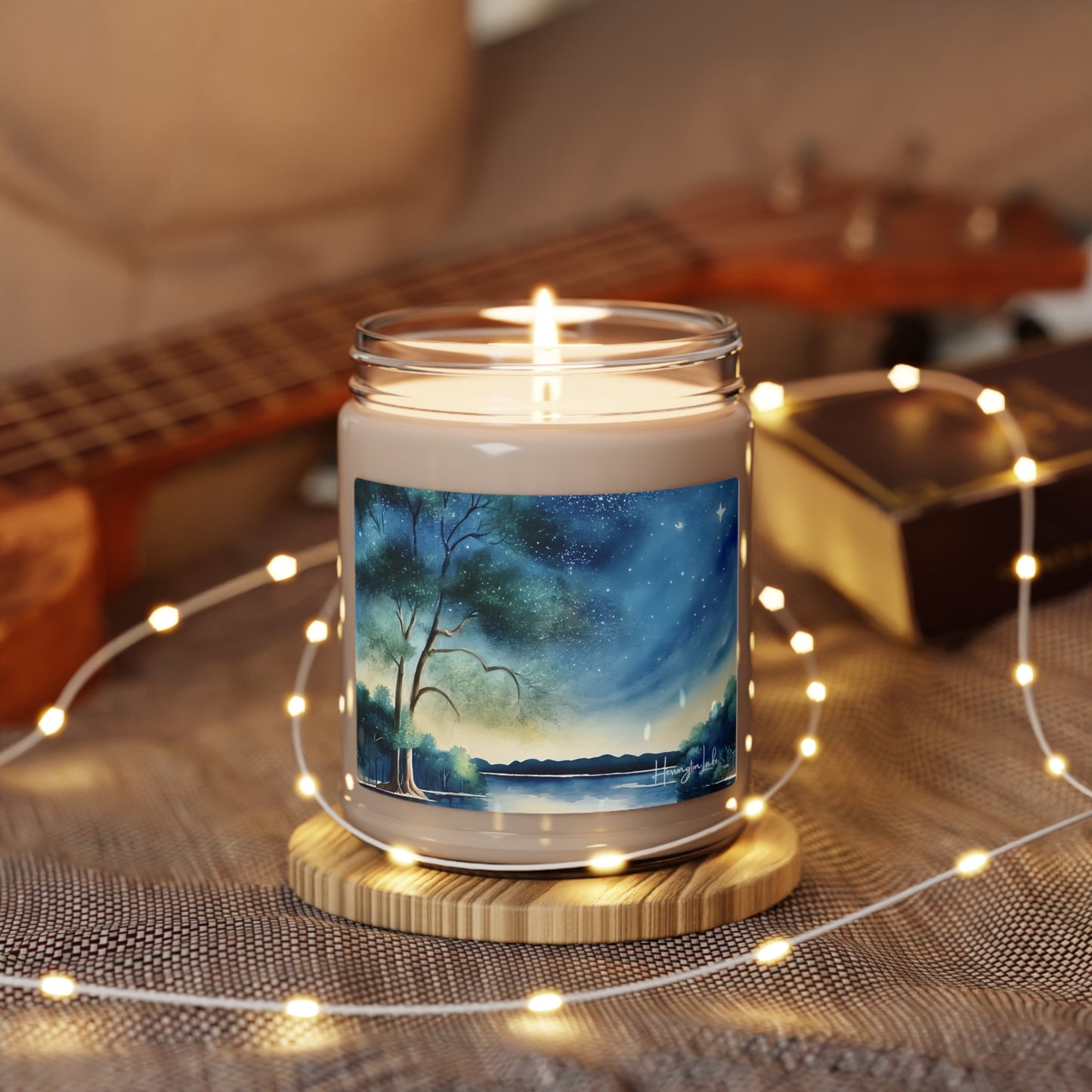 "Summer Evening-1" Watercolor Scented Soy Candle, 9oz