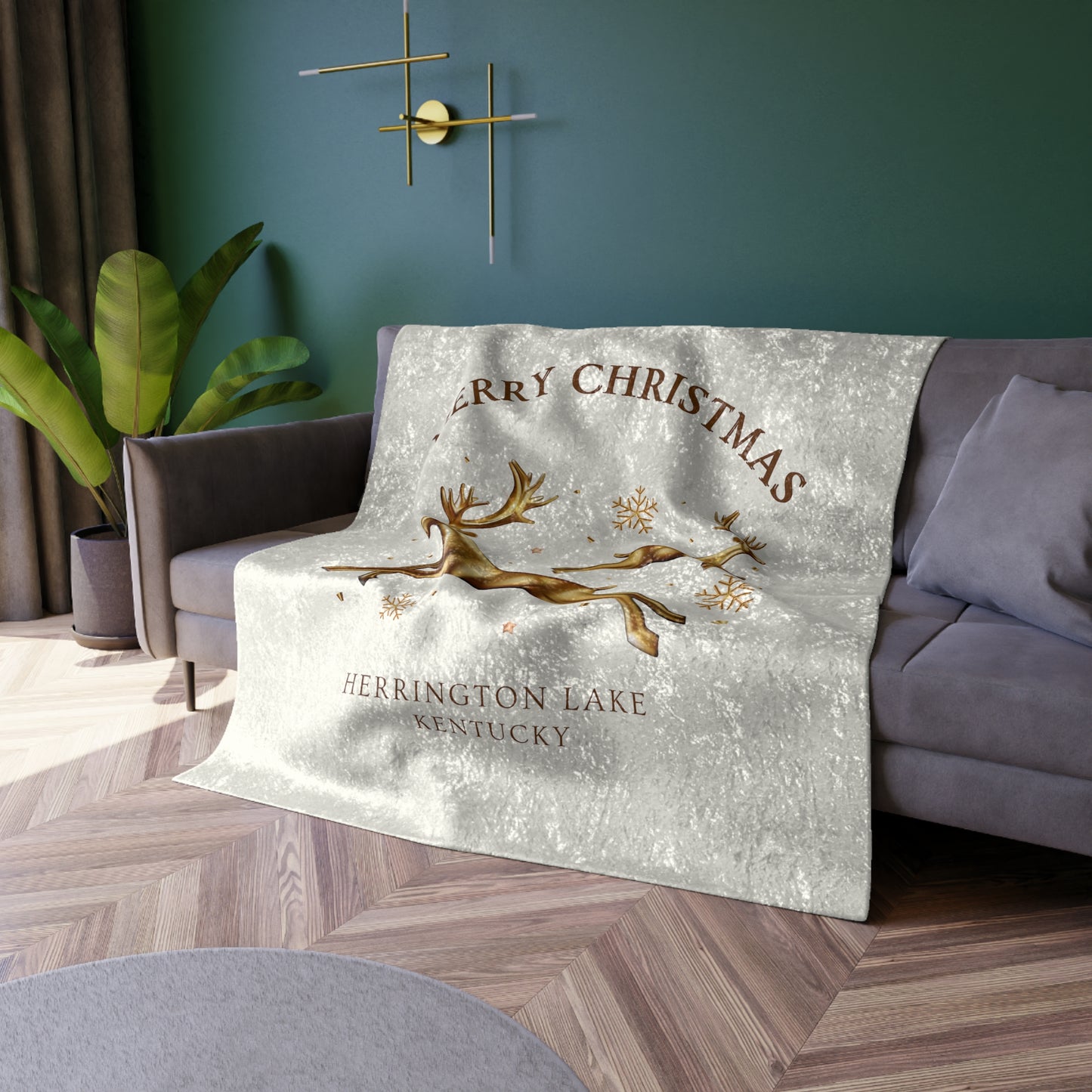 "A Golden Herrington Lake Christmas” Herrington Lake Crushed Velvet Blanket