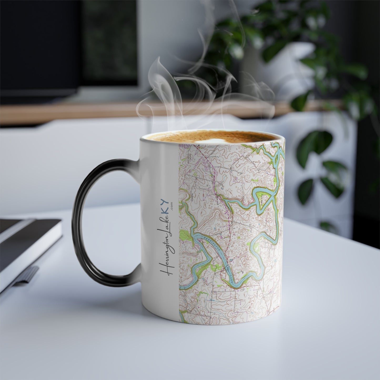Herrington Lake 1952 Topography Map Color Morphing Mug, 11oz