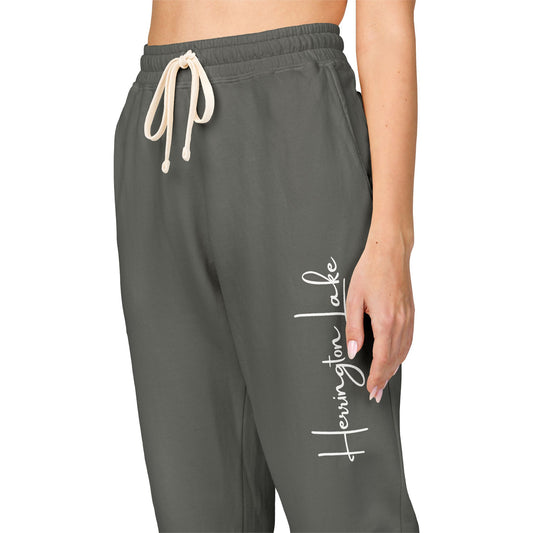 Herrington Lake Script Logo Unisex Garment-Dyed Fleece Sweatpants