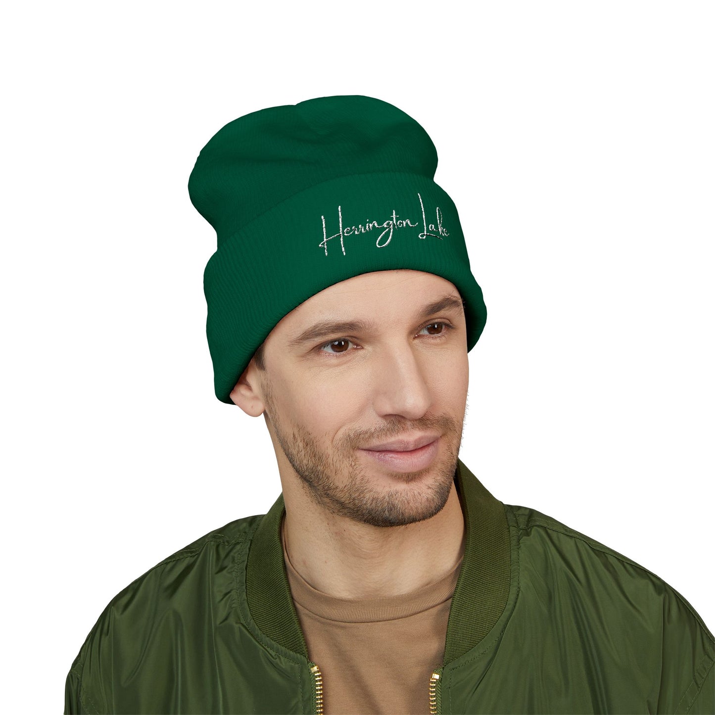 Embroidered Herrington Lake Script Logo Classic Cuffed Beanie