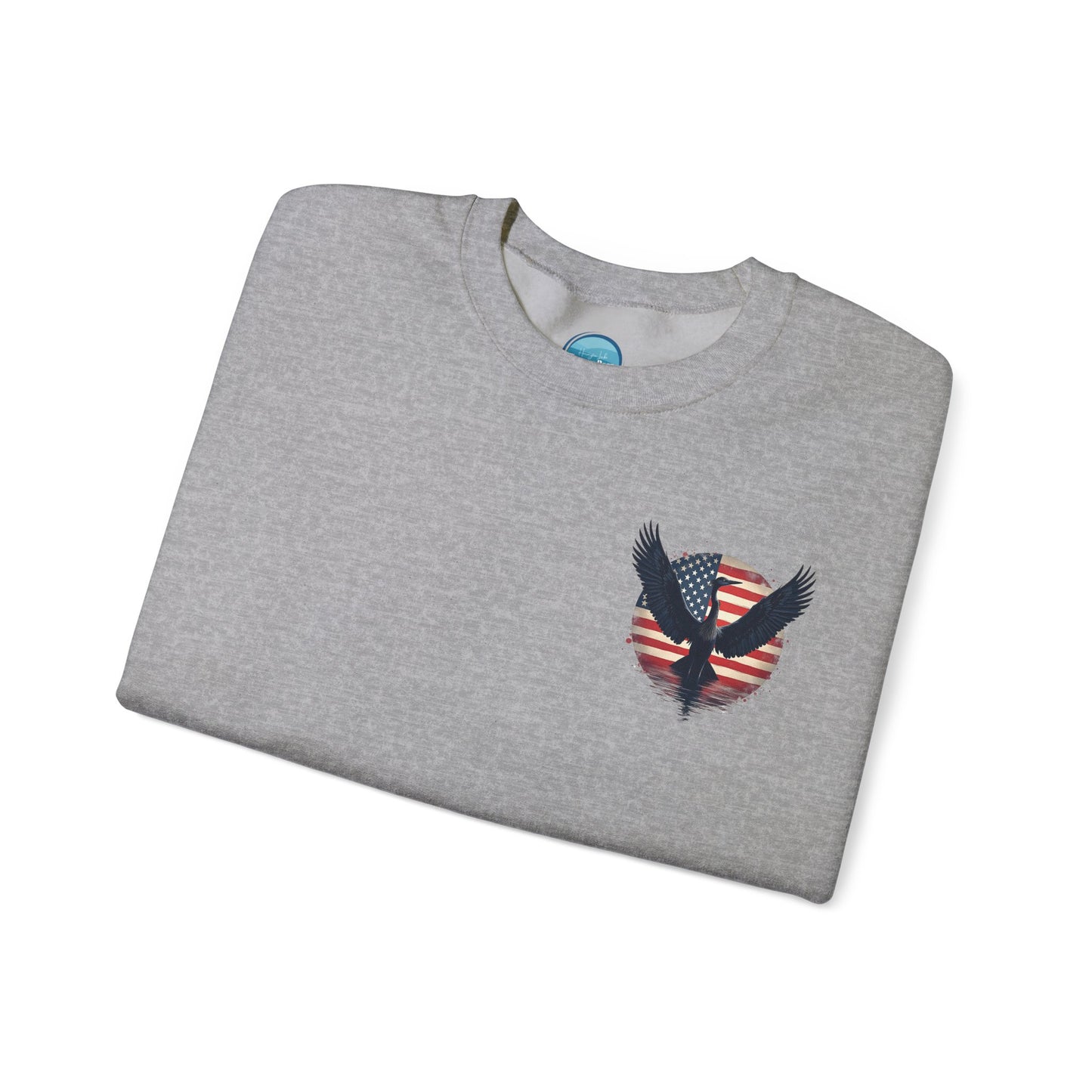"Liberty Heron" Lake Patriots Collection Double-Sided Print Unisex Heavy Blend™ Crewneck Sweatshirt