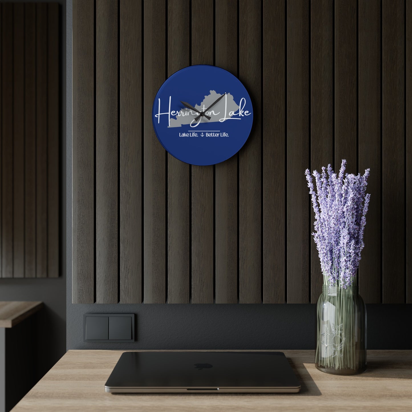Herrington Lake Signature Collection Acrylic Wall Clock, Round, Blue