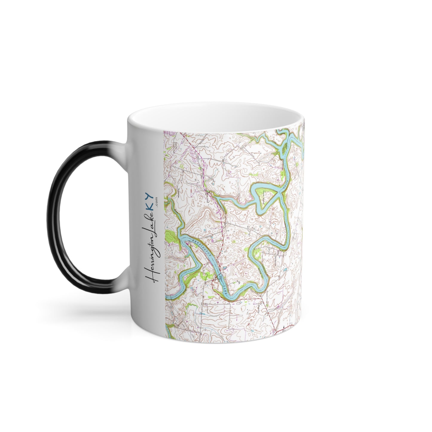 Herrington Lake 1952 Topography Map Color Morphing Mug, 11oz