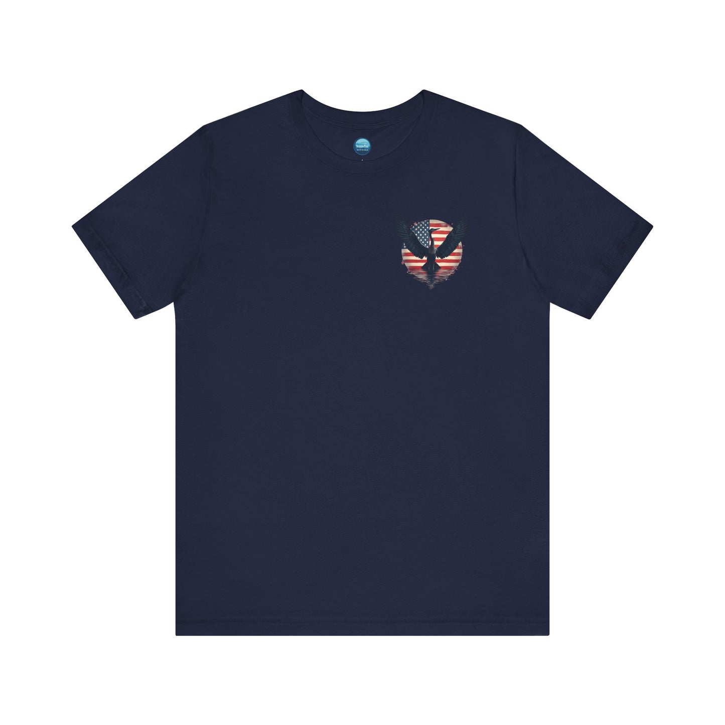 "Liberty Heron" Herrington Lake Patriots Collection Double-Sided Print Unisex Jersey Knit Cotton Short Sleeve Tee
