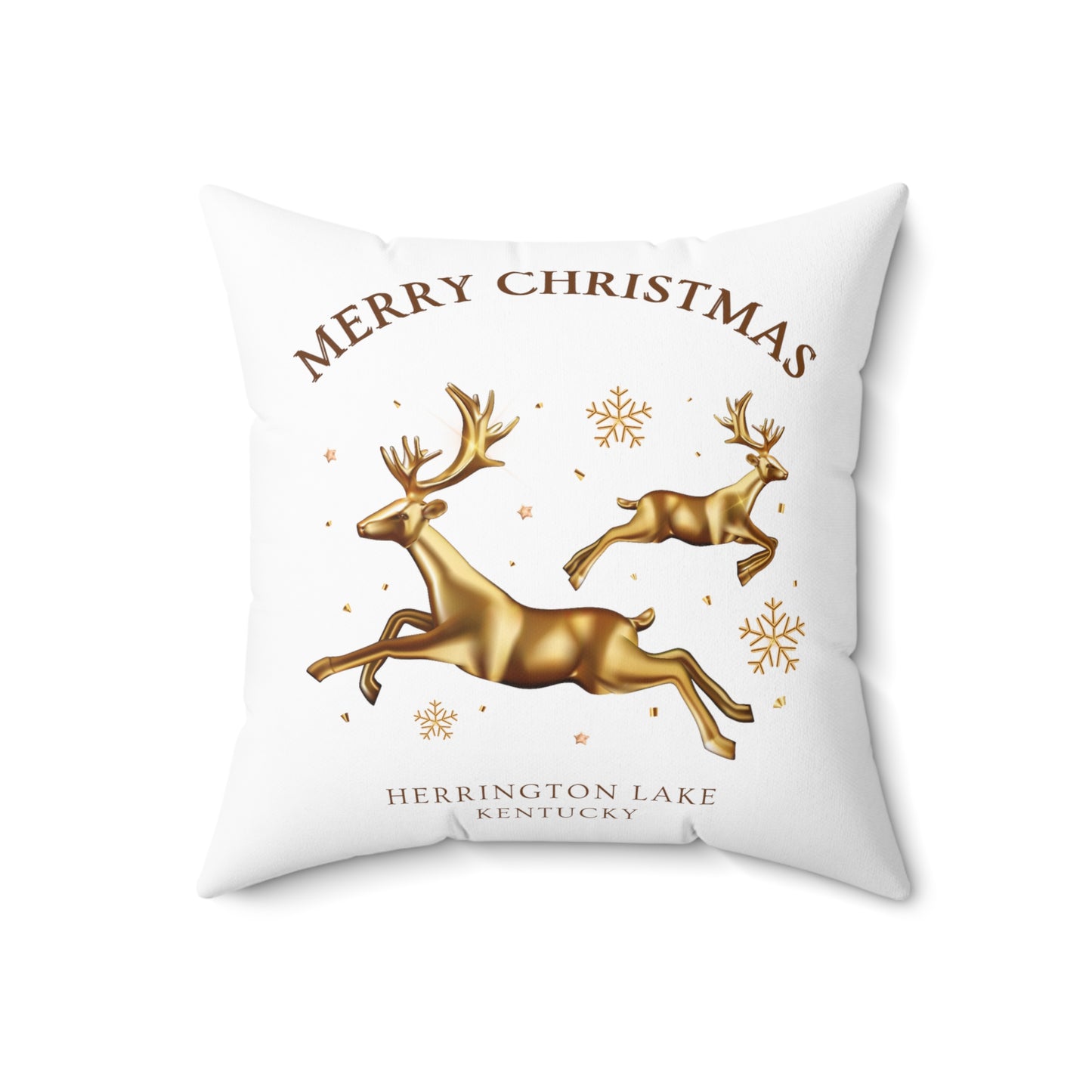 "A Golden Herrington Lake Christmas" Spun Polyester Square Accent Pillow (White)