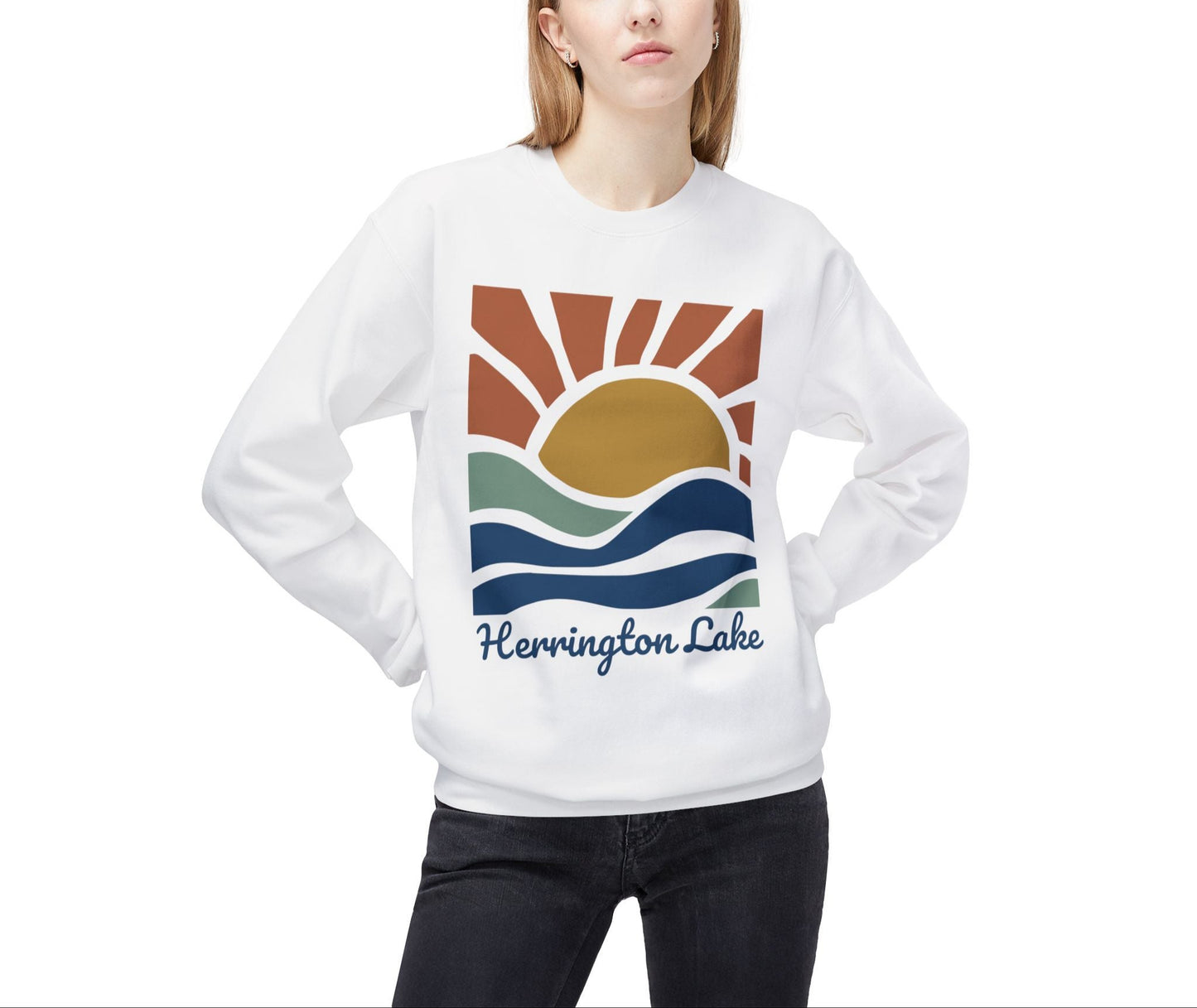"Sunrise Serentiy" Herrington Lake Midweight Softstyle Fleece Crewneck Sweatshirt