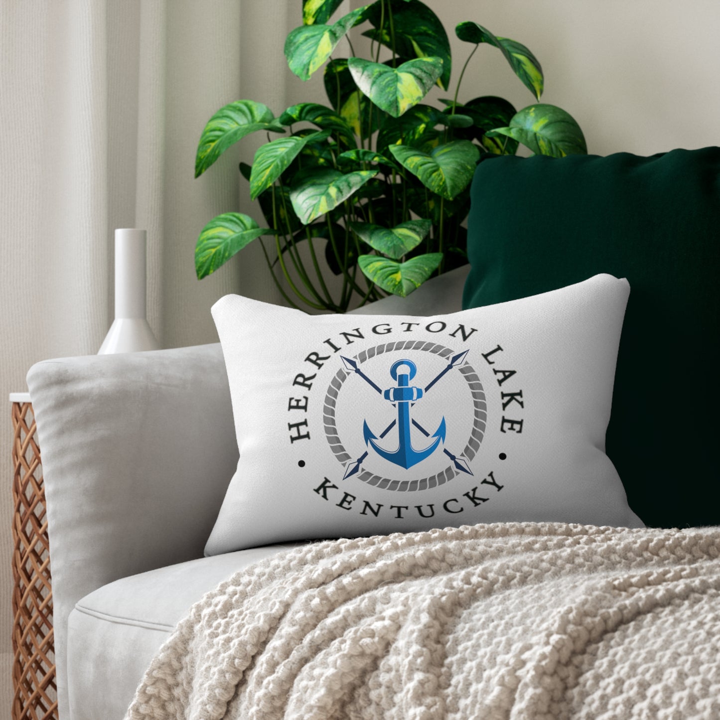 Herrington Lake Anchor Lumbar Pillow (White)