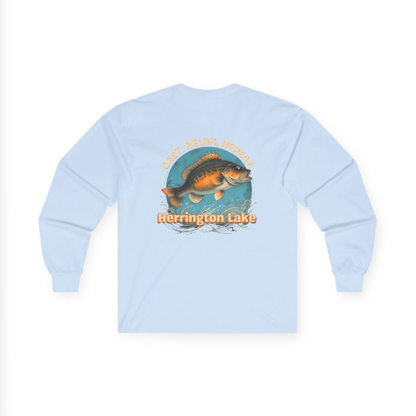 Cast. Relax. Repeat. Herrington Lake Unisex Double-Sided Print Ultra Cotton Long Sleeve Tee