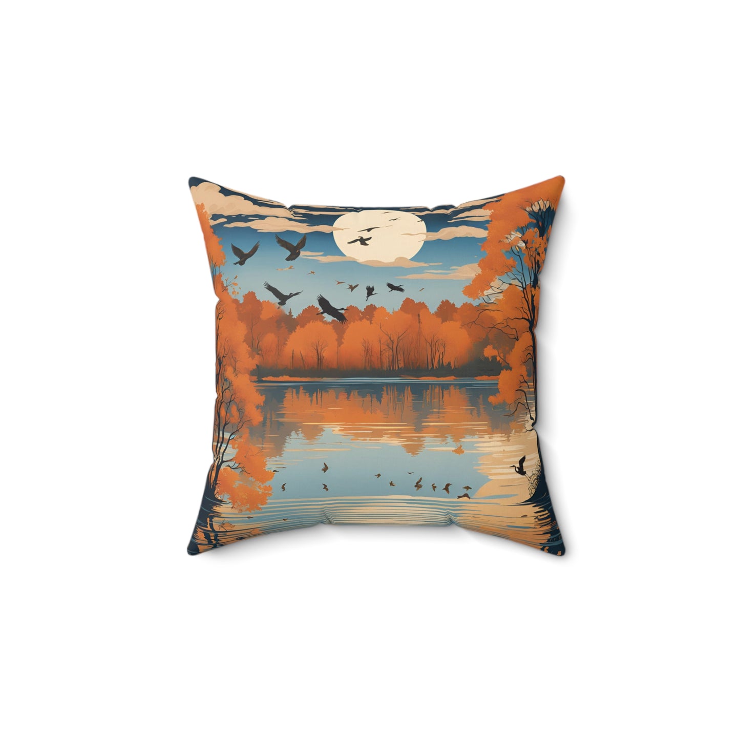 The Seasons: Fall on Herrington Illustrated Spun Polyester Square Accent Pillow