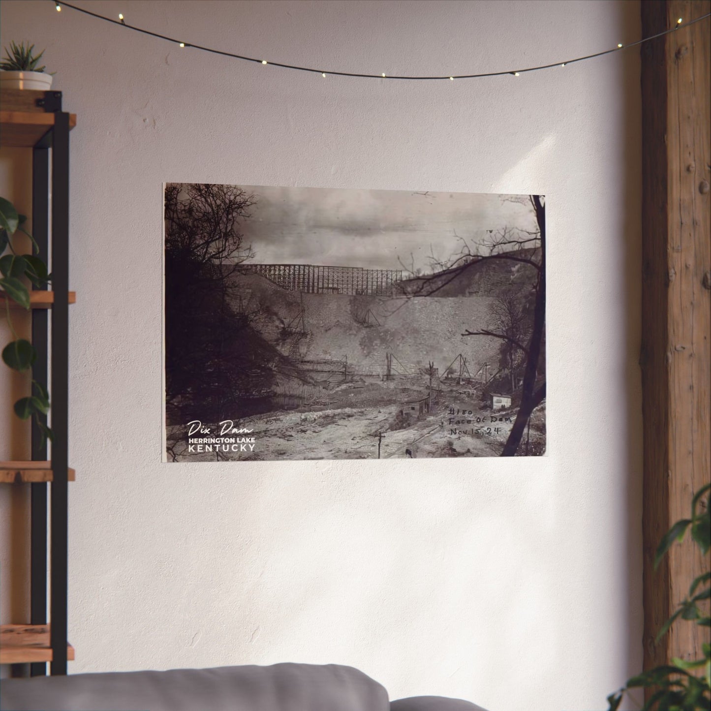 "Dix Dam Face in Progress" Lake History Collection Matte Poster (175gsm Archival Paper)